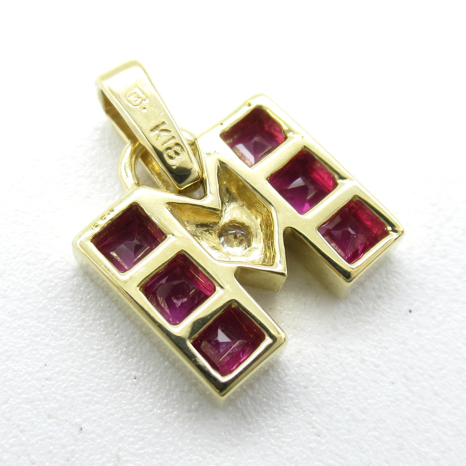 MIKIMOTO 18K黃金Ruby/Diamond Pendant Top紅寶石/鑽石吊墜