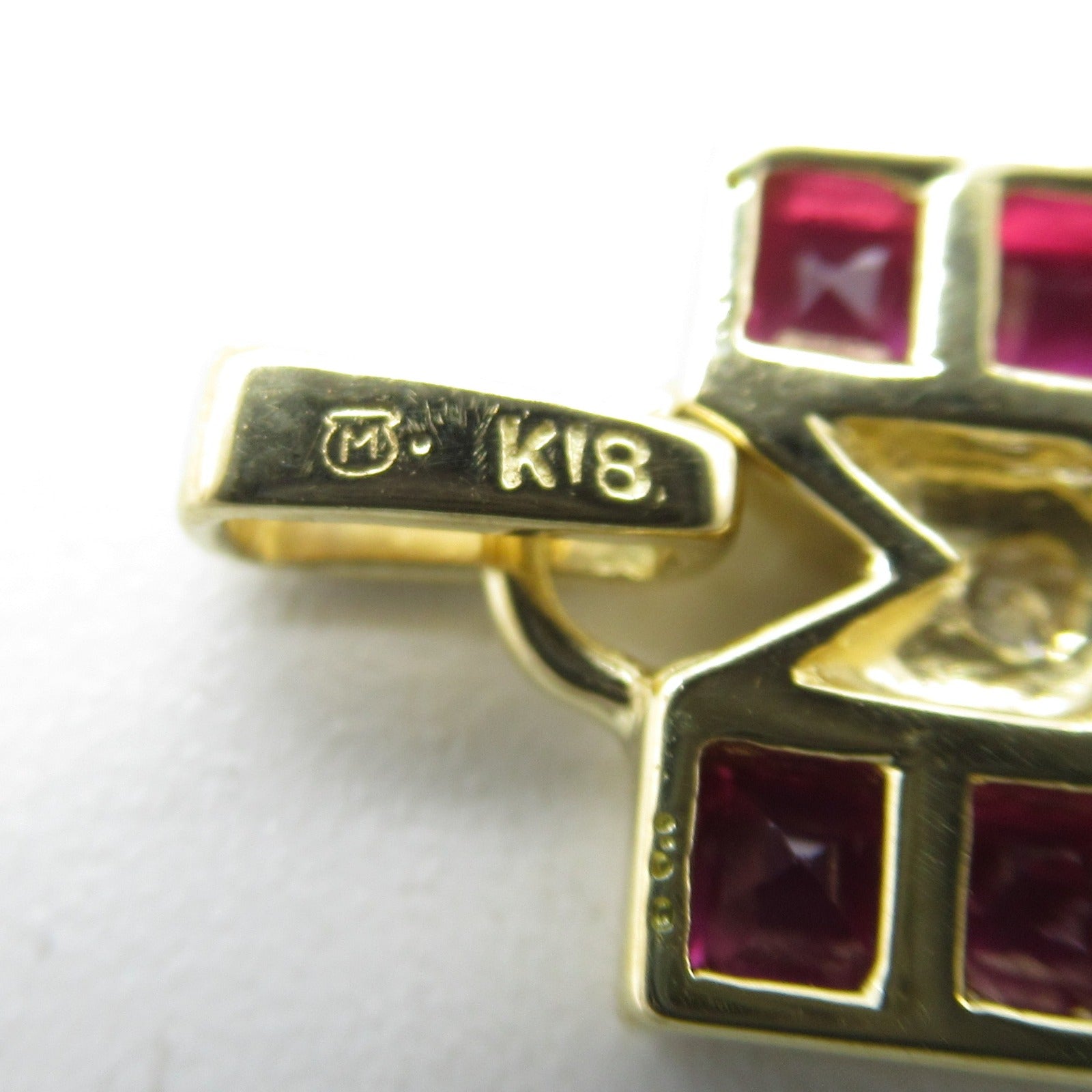 MIKIMOTO 18K黃金Ruby/Diamond Pendant Top紅寶石/鑽石吊墜