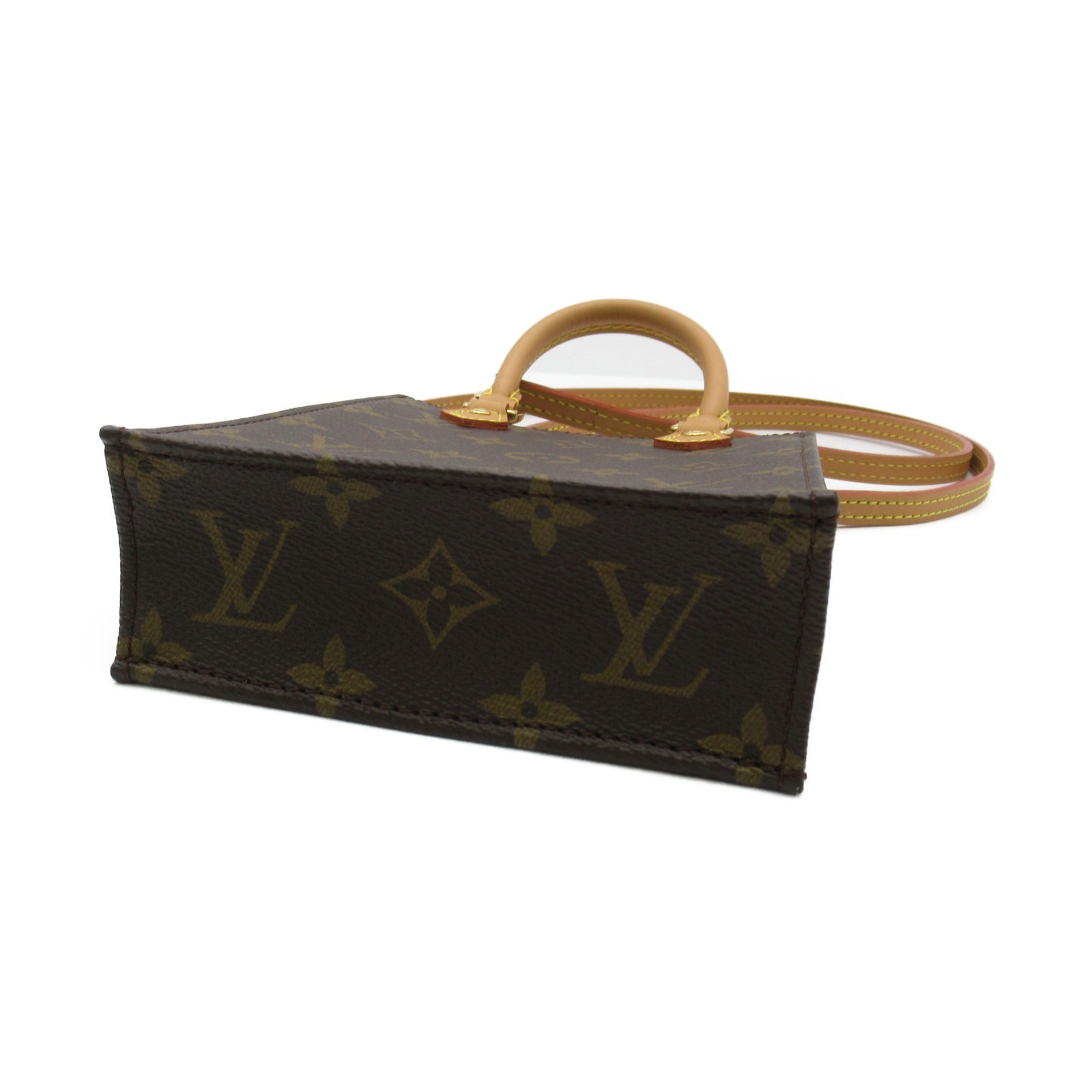 LOUIS VUITTON 【激減優惠】Monogram Petit Sac Plat金扣手挽肩背兩用袋啡色