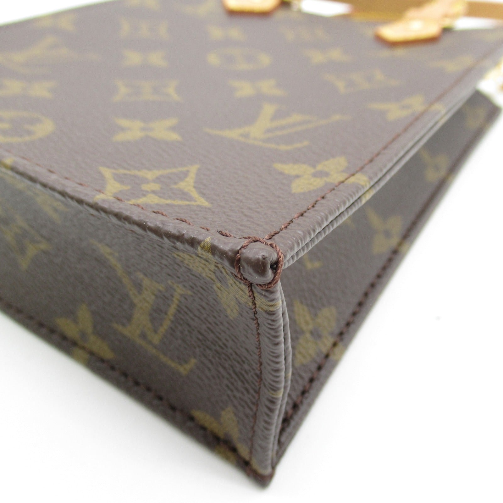 LOUIS VUITTON 【激減優惠】Monogram Petit Sac Plat金扣手挽肩背兩用袋啡色