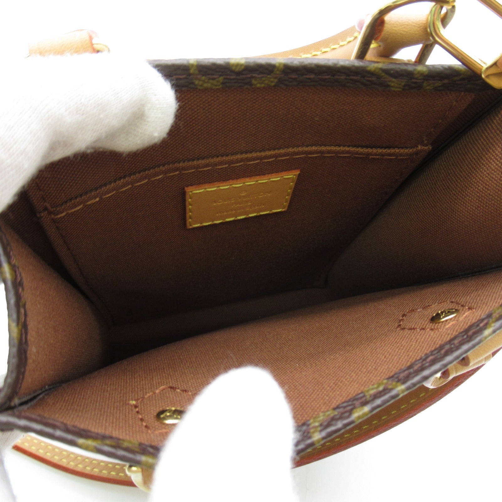 LOUIS VUITTON 【激減優惠】Monogram Petit Sac Plat金扣手挽肩背兩用袋啡色