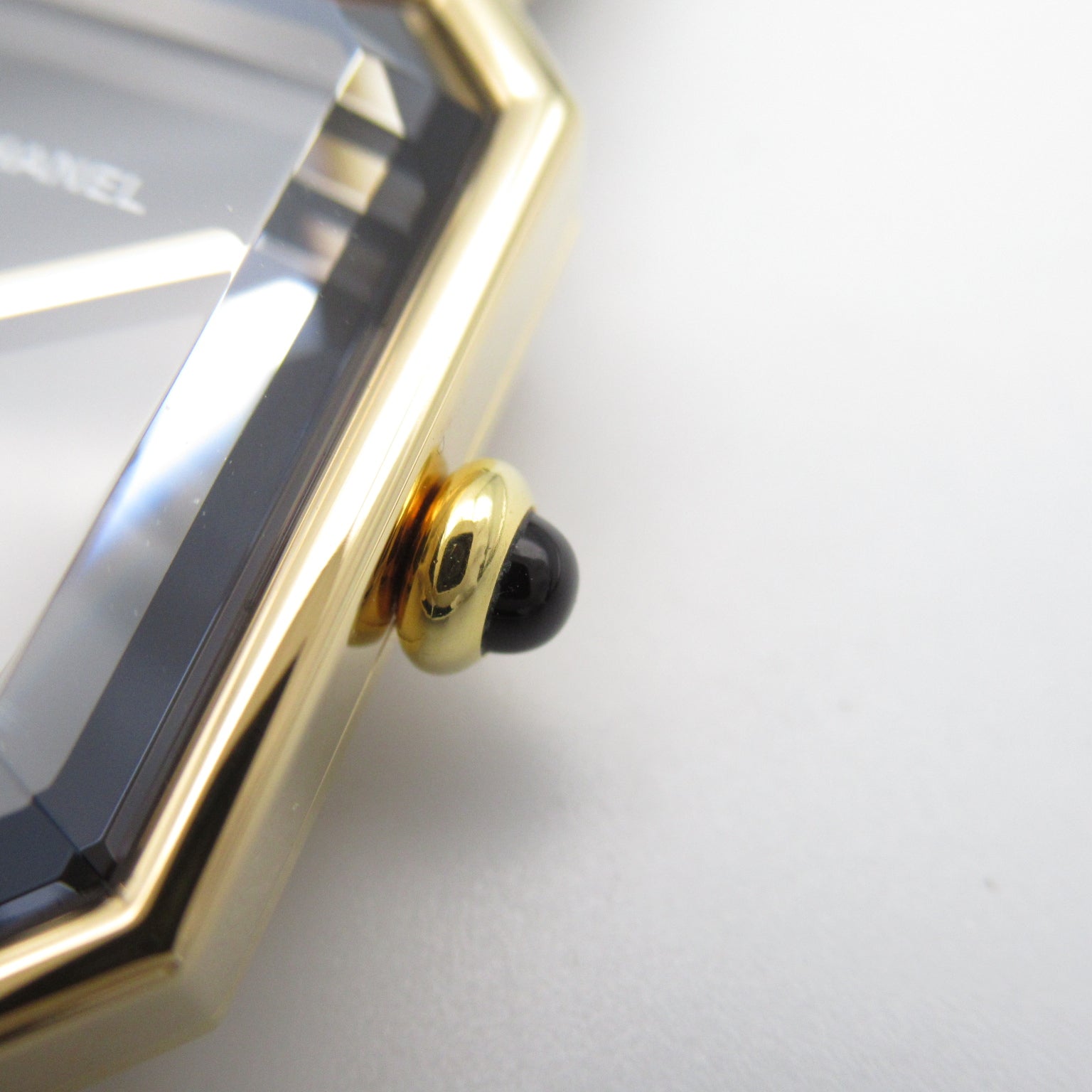 CHANEL Premiere L鍍金/皮革帶手錶石英機芯黑色