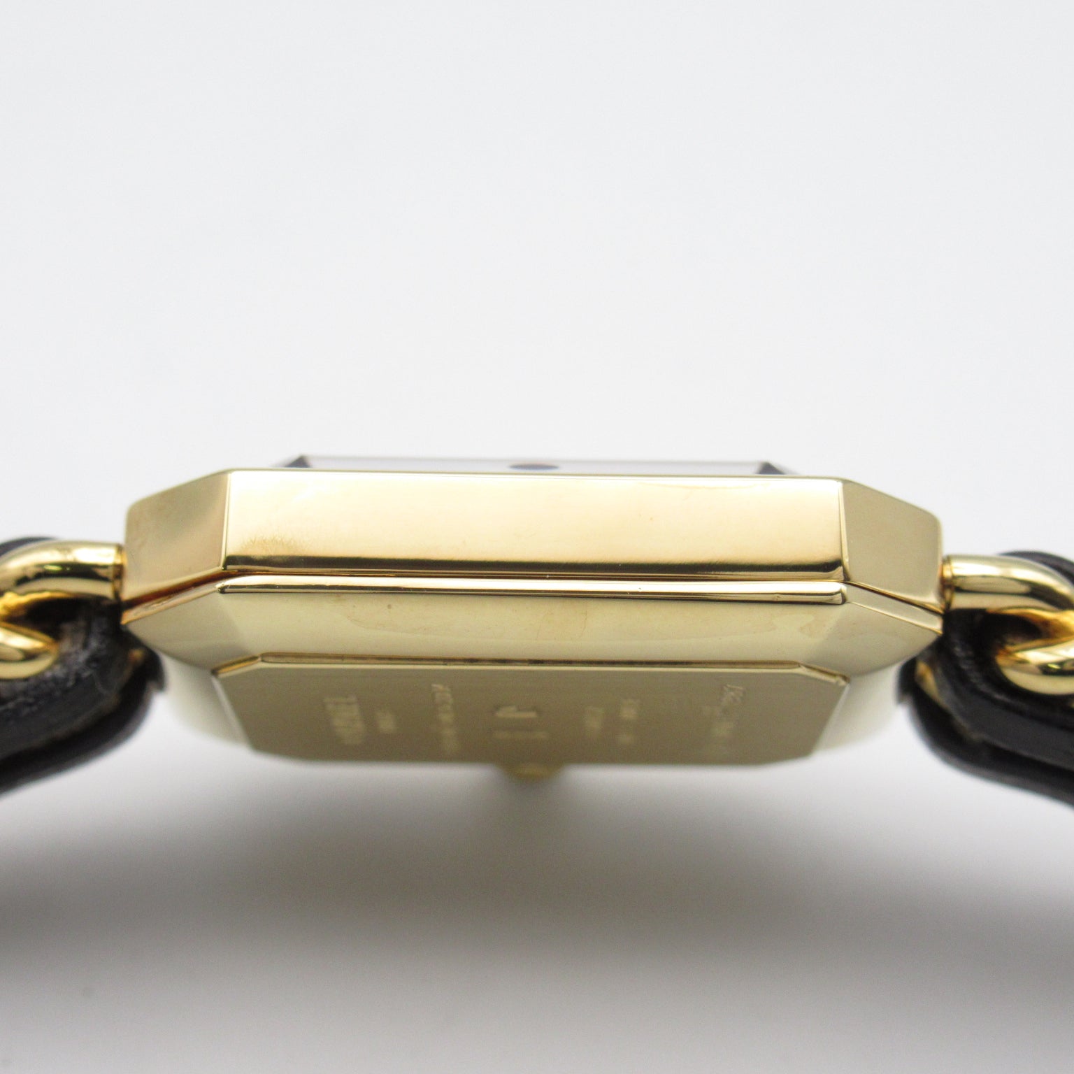 CHANEL Premiere L鍍金/皮革手錶石英機芯黑色#16cm