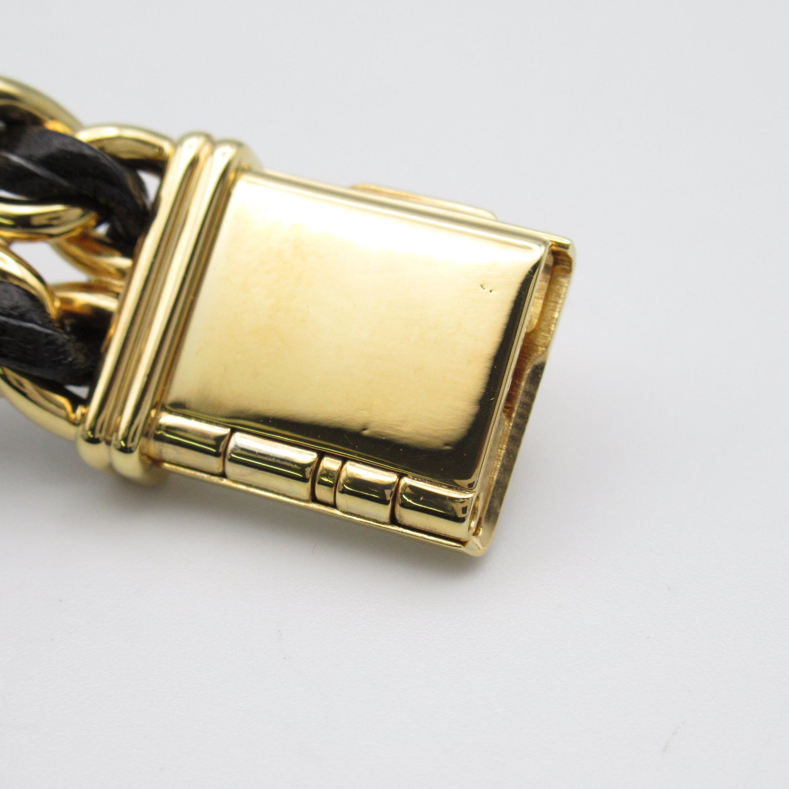 CHANEL Premiere L鍍金/皮革手錶石英機芯黑色#16cm