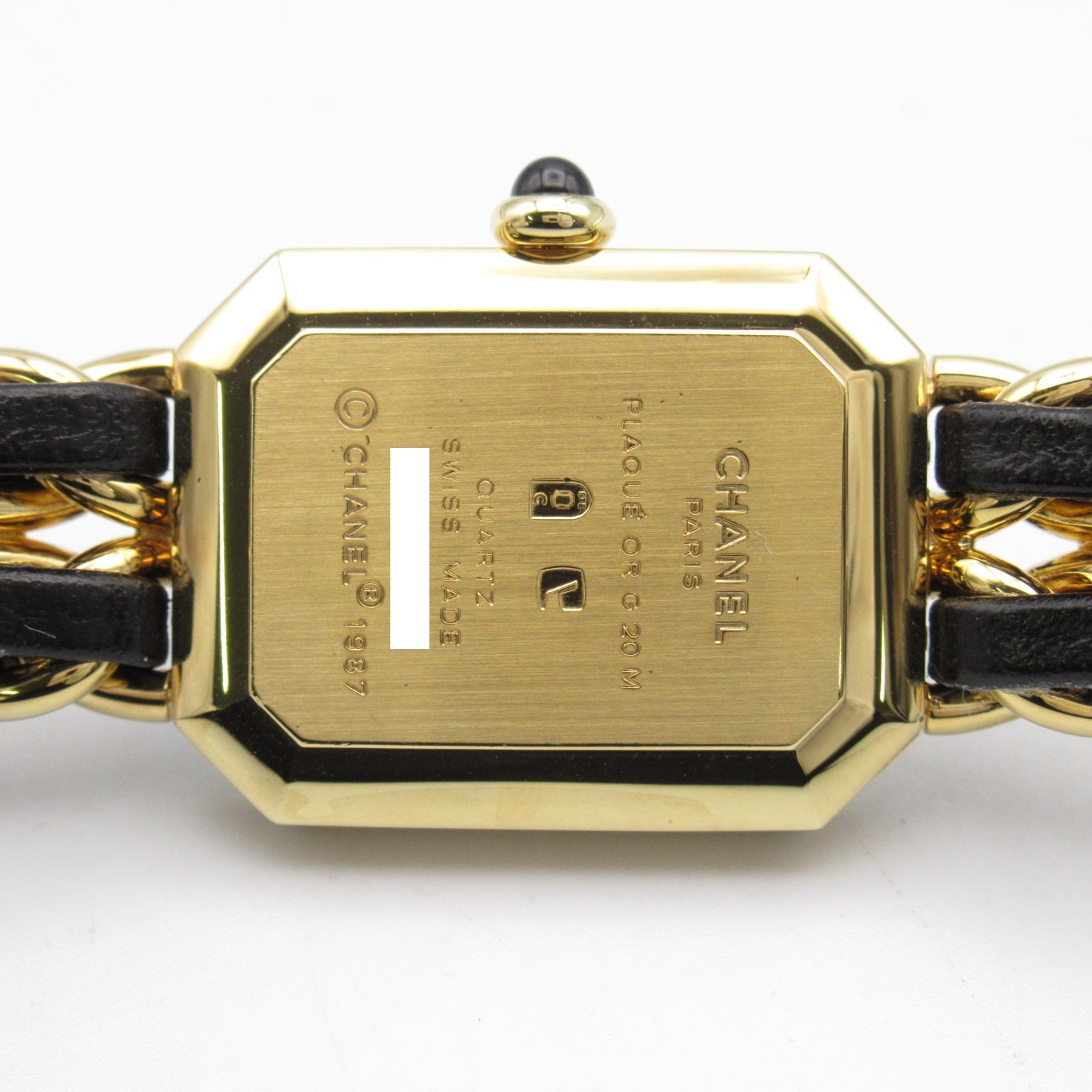 CHANEL Premiere L鍍金/皮革手錶石英機芯黑色#16cm