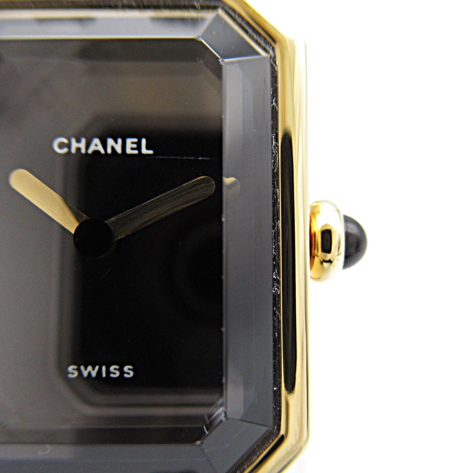CHANEL Premiere L鍍金/皮革手錶石英機芯黑色#16cm