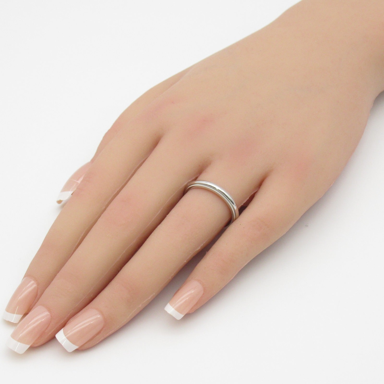 TIFFANY＆CO PT950鉑金Milgrain Wedding Band Ring戒指US#7.5