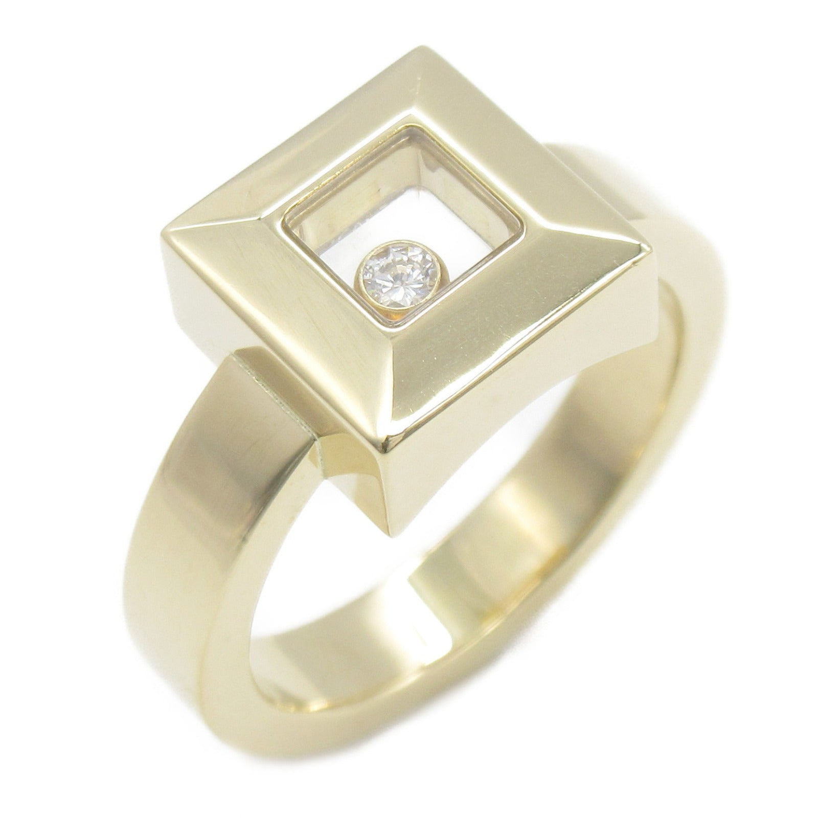 Chopard 【激減優惠】18K黃金Happy Diamond Square Ring鑽石戒指JP#14/US#6.75