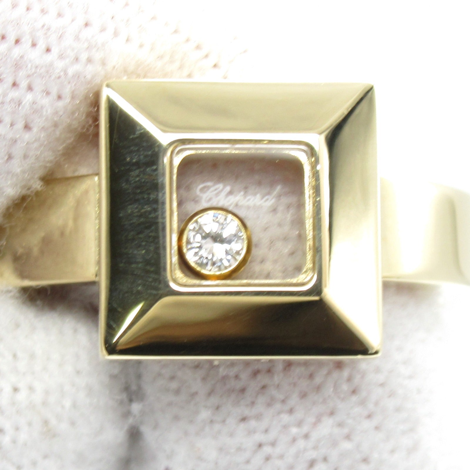 Chopard 【激減優惠】18K黃金Happy Diamond Square Ring鑽石戒指JP#14/US#6.75