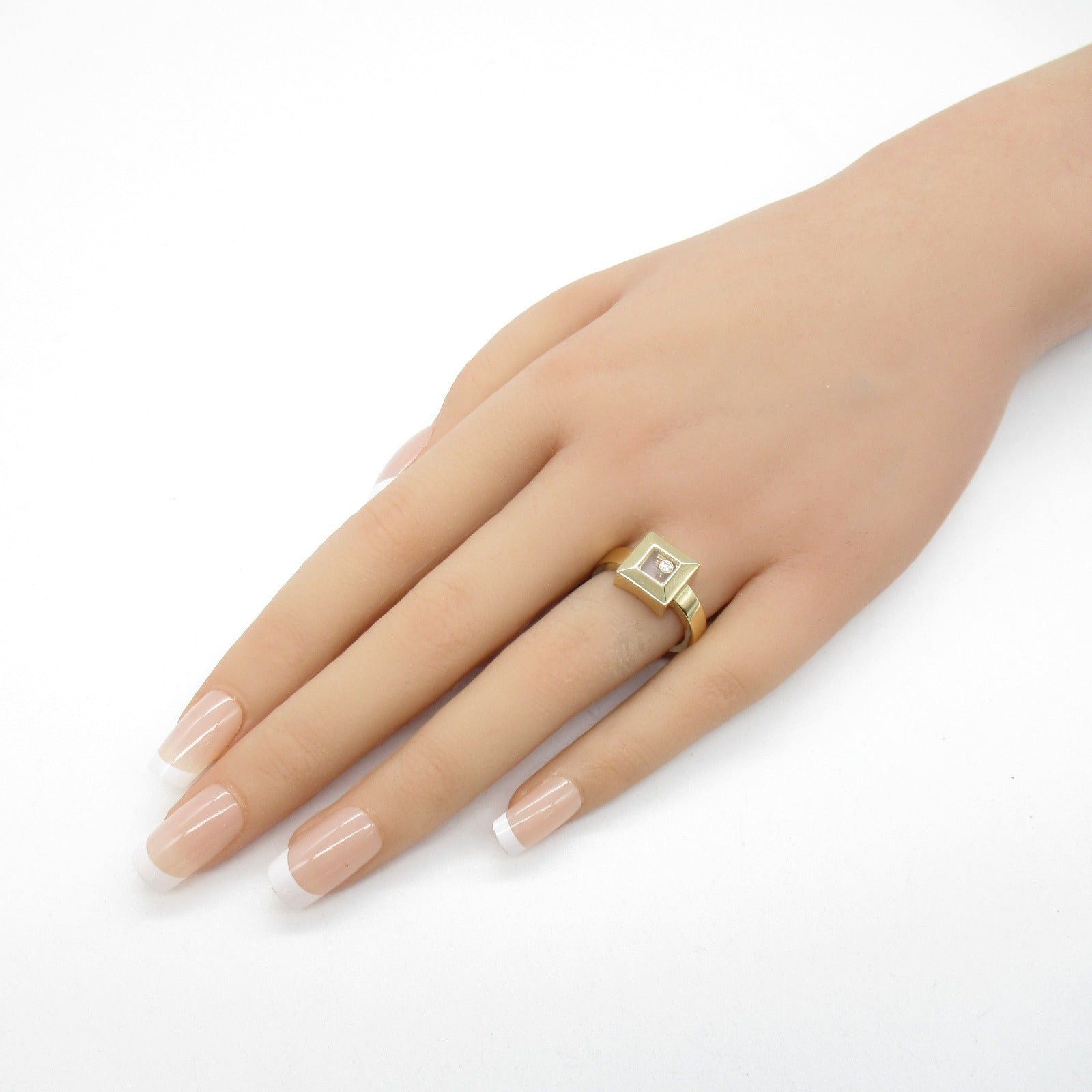 Chopard 【激減優惠】18K黃金Happy Diamond Square Ring鑽石戒指JP#14/US#6.75