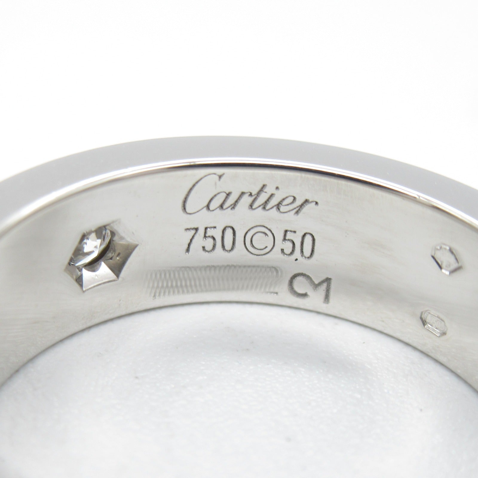 CARTIER 【激減優惠】18K白金Love Ring 3P Diamond鑽石戒指Cartier#50/JP#10/US#5.25