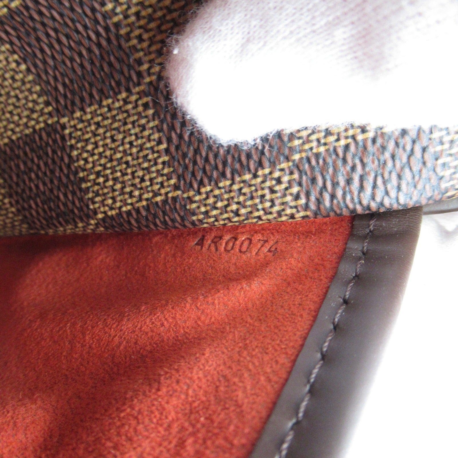 LOUIS VUITTON Damier Sarria Horizontal金扣手挽袋啡色