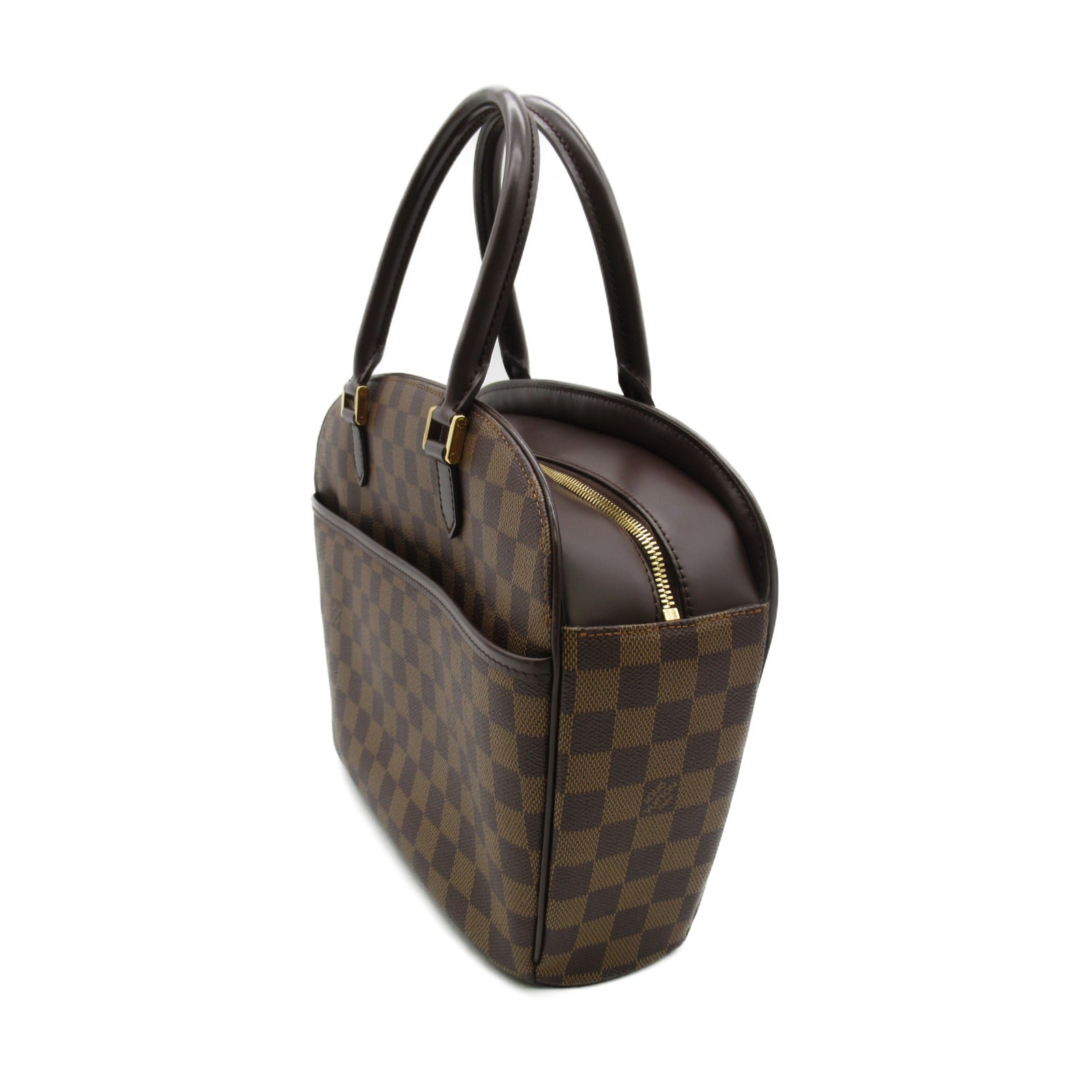 LOUIS VUITTON Damier Sarria Horizontal金扣手挽袋啡色