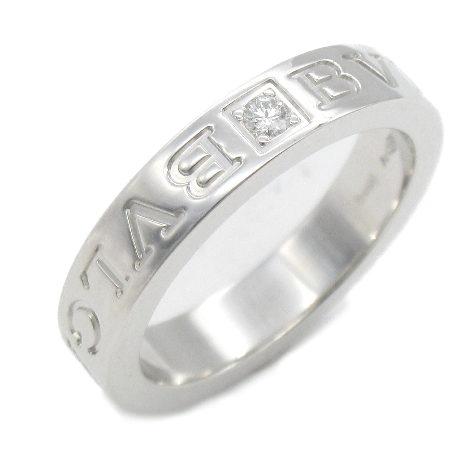 BVLGARI 18K白金B-zero1 Double Logo 1p Diamond Ring鑽石戒指JP#11/US#5.75