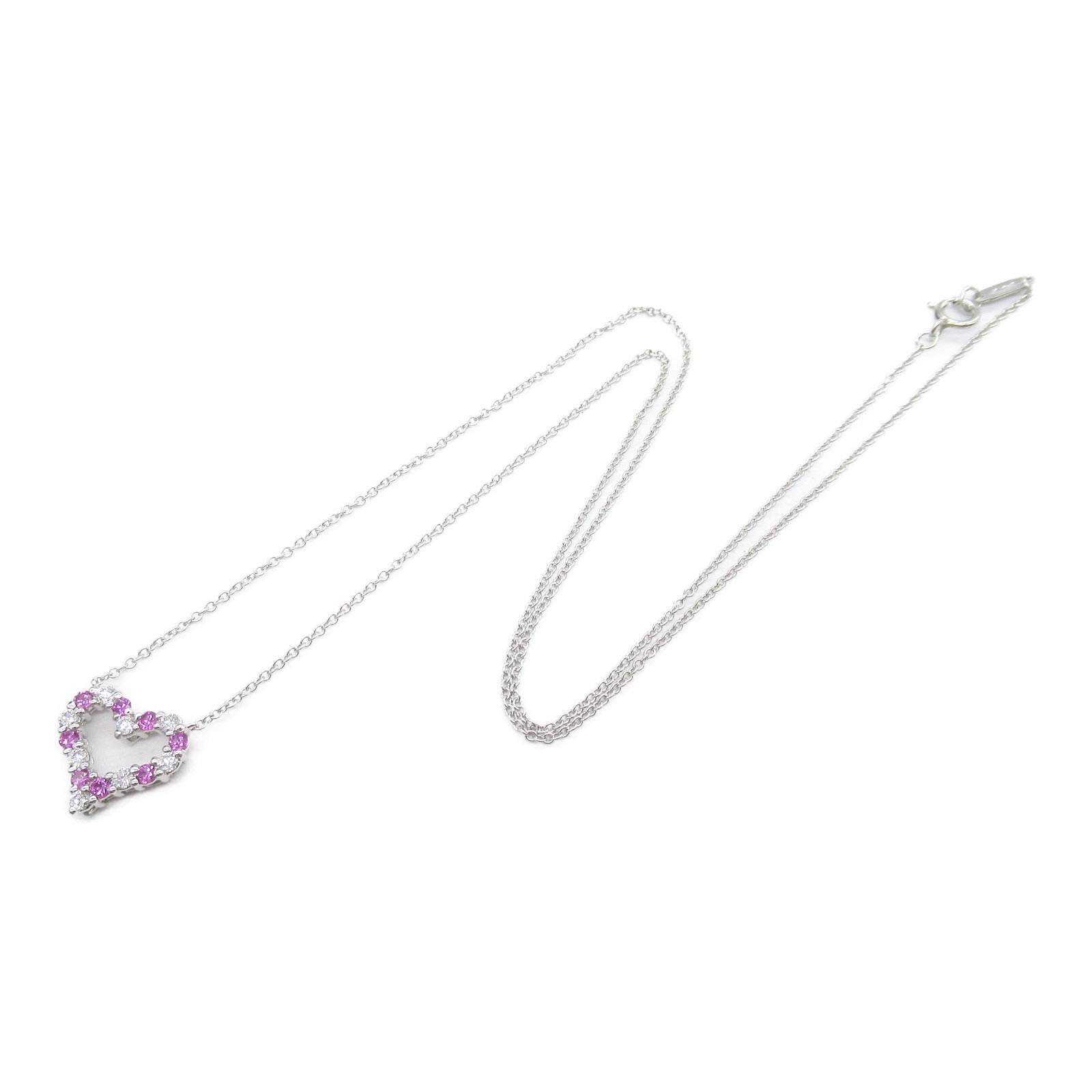 TIFFANY＆CO 【激減優惠】950鉑金Sentimental Heart Pink Sapphire Diamond Necklace粉紅藍寶石/鑽石項鍊