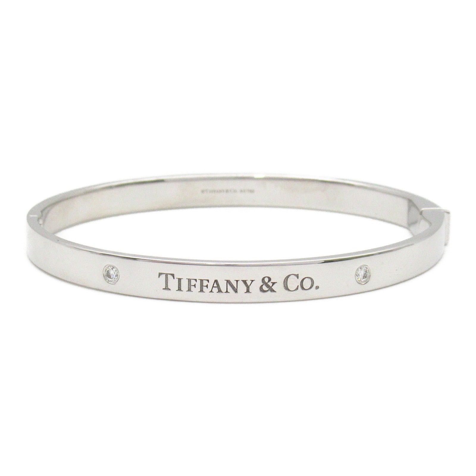 TIFFANY＆CO 18K白金Hinge Diamond Bangle鑽石手鐲