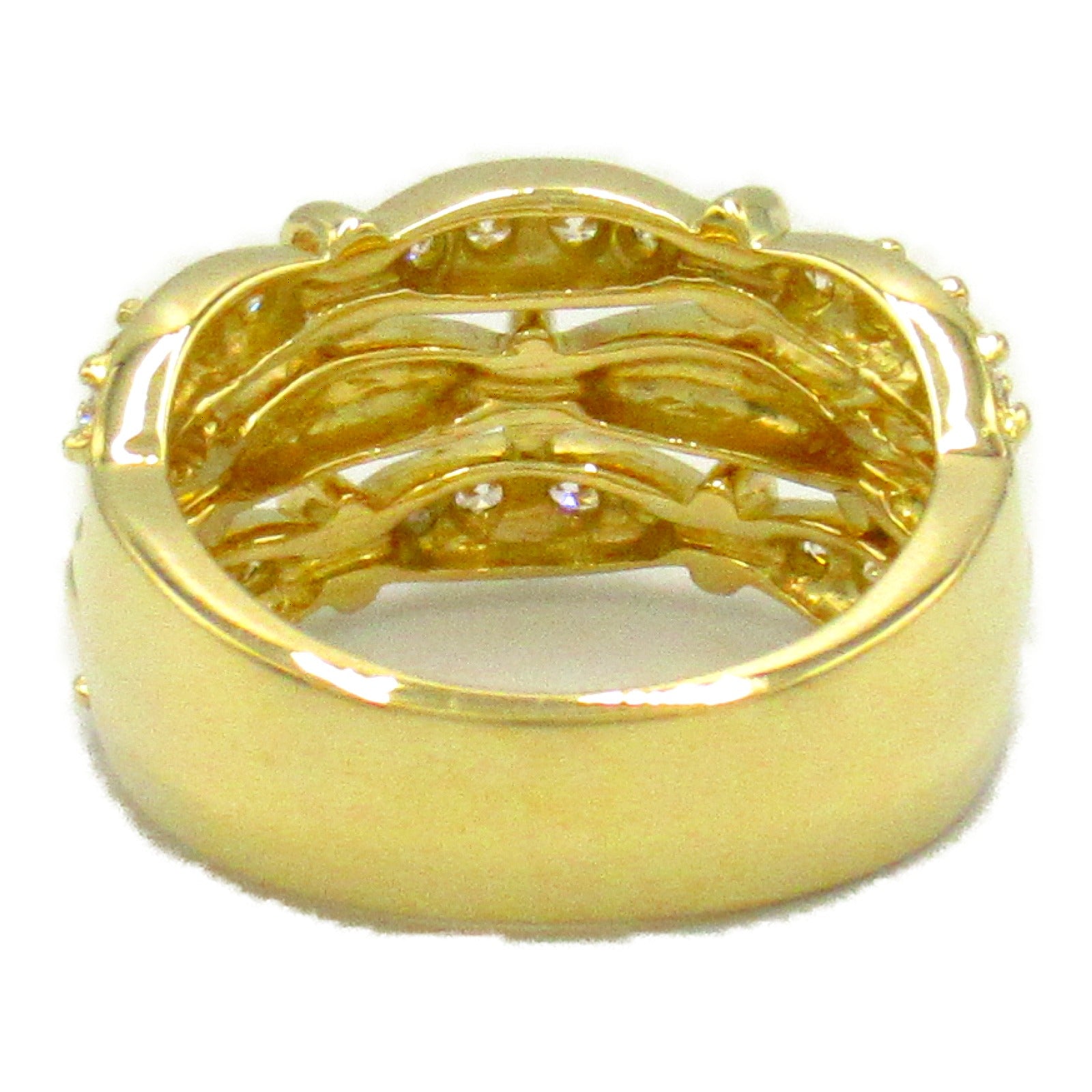 TIFFANY＆CO 18K黃金Diamond 3 Row Ring鑽石戒指US#5.75