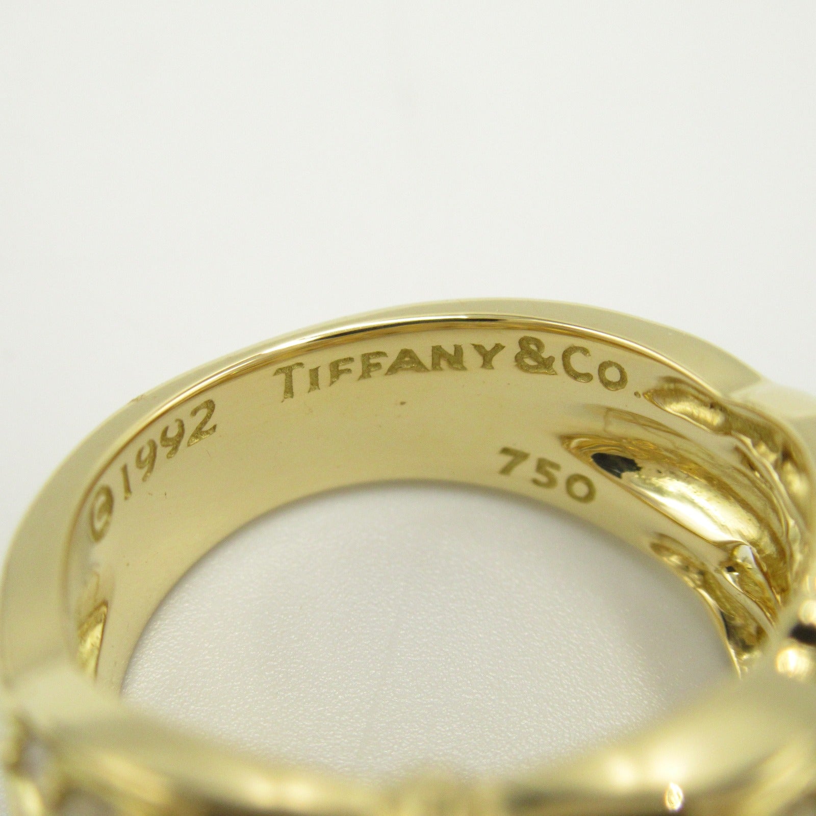 TIFFANY＆CO 18K黃金Diamond 3 Row Ring鑽石戒指US#5.75
