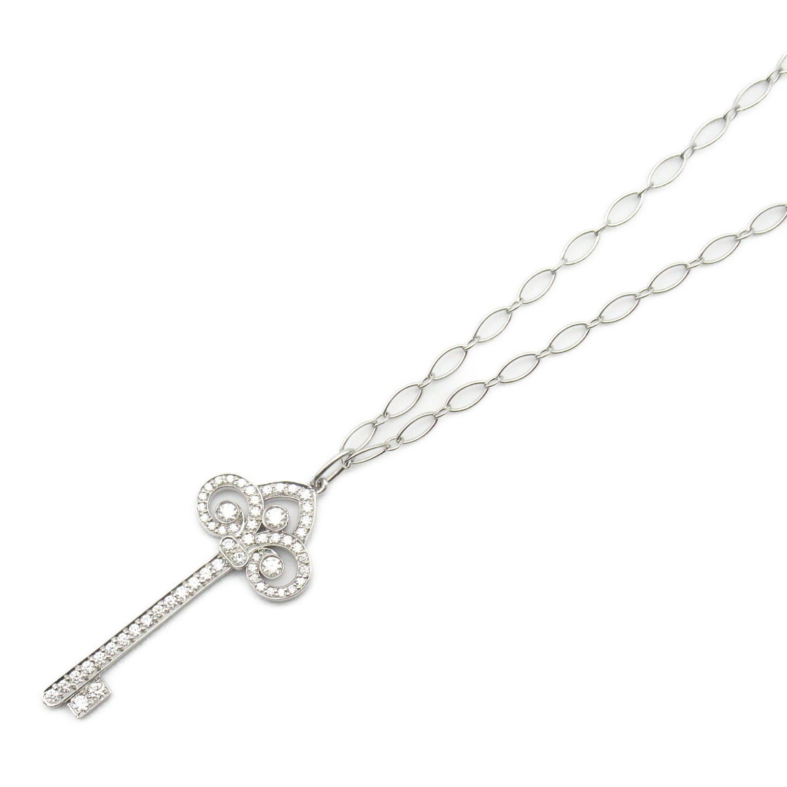 TIFFANY＆CO 950鉑金/18K白金Fleur De Lis Key Diamond鑽石項鍊