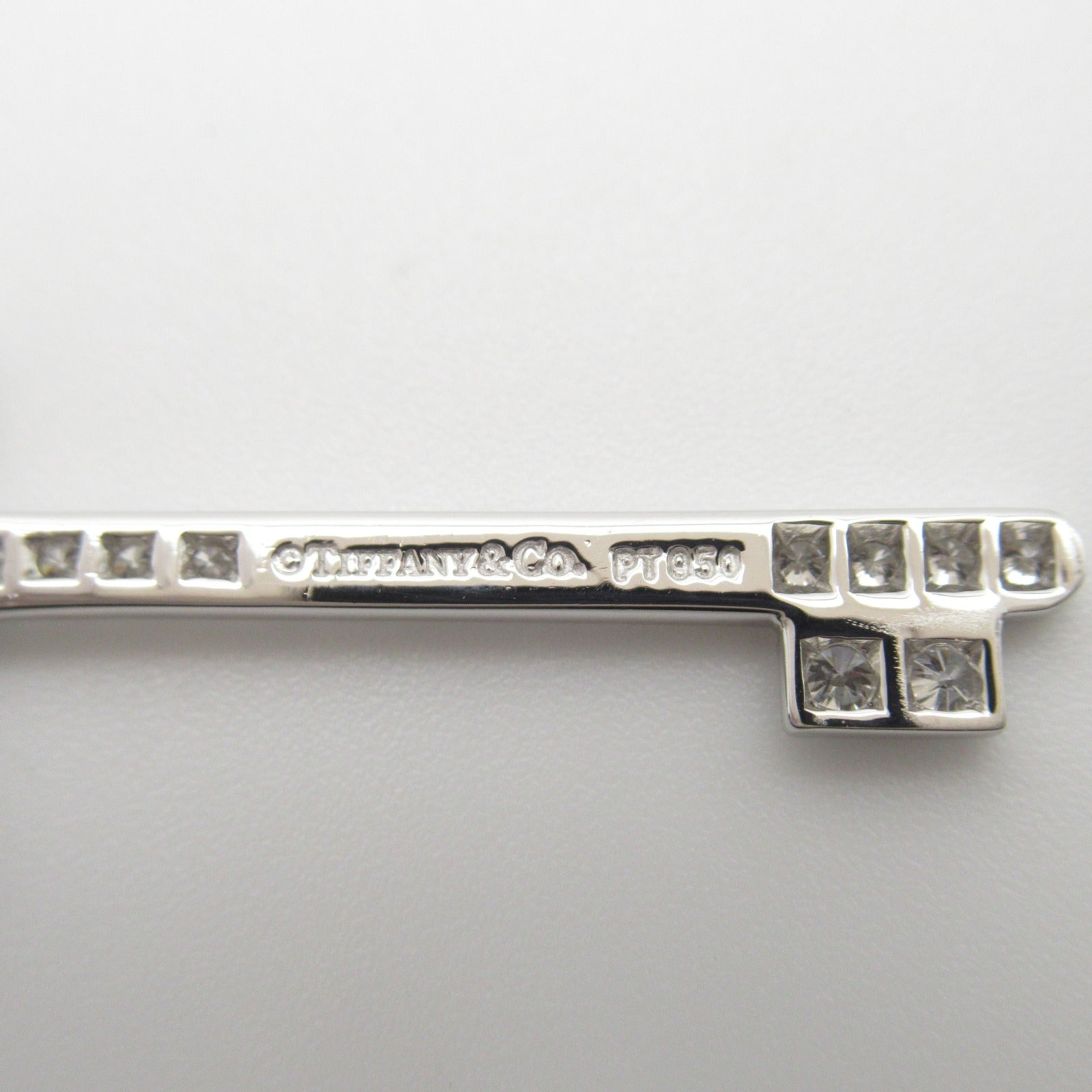 TIFFANY＆CO 950鉑金/18K白金Fleur De Lis Key Diamond鑽石項鍊