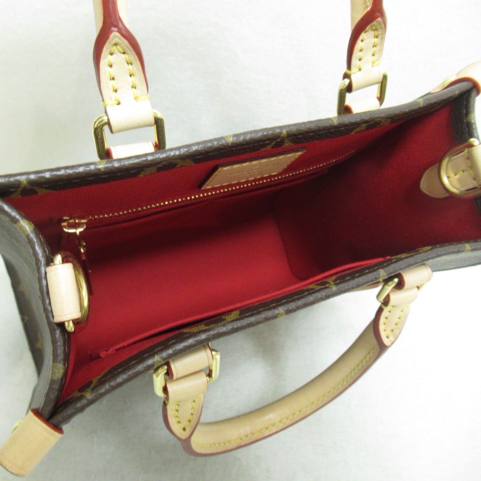 LOUIS VUITTON Monogram Sac Plat BB 2 Way Bag金扣手挽肩背兩用袋啡色