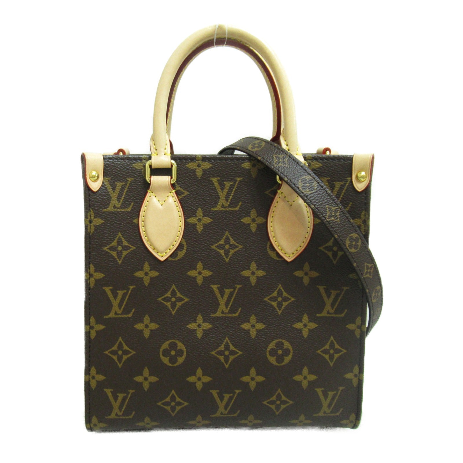 LOUIS VUITTON Monogram Sac Plat BB 2 Way Bag金扣手挽肩背兩用袋啡色