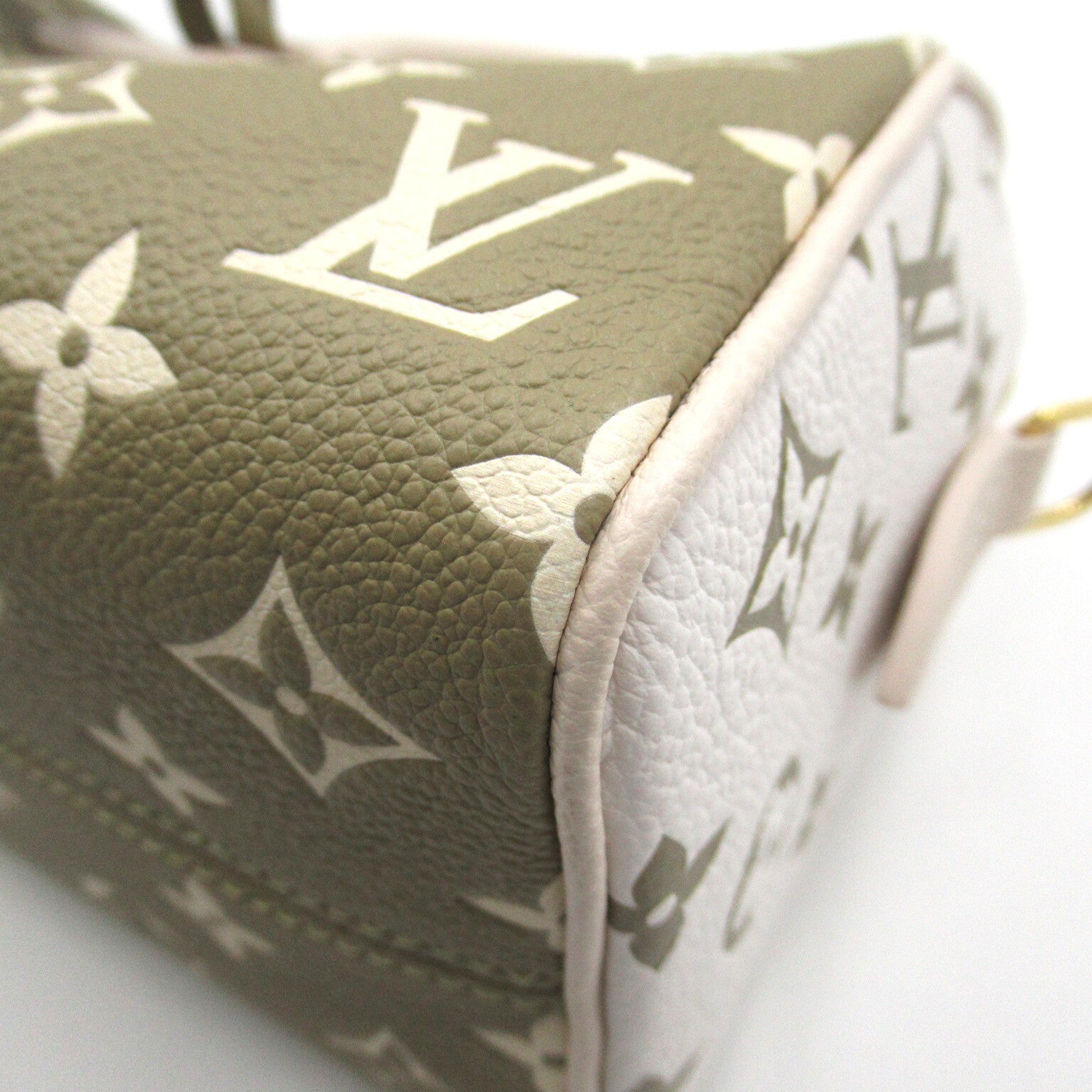 LOUIS VUITTON Monogram Empreinte Speedy Bandouliere 20金扣手挽肩背兩用袋卡其色/白色