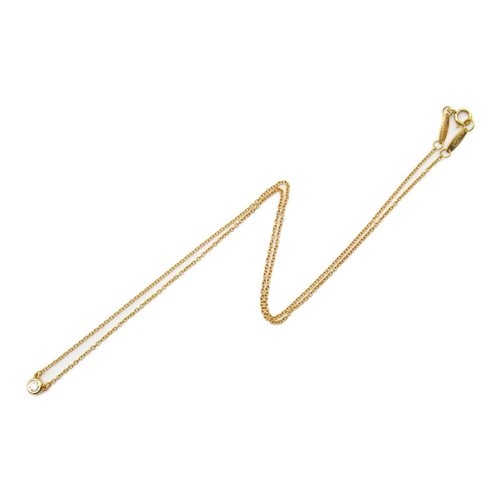 TIFFANY＆CO 18K玫瑰金Visa yard diamond Necklace鑽石項鍊