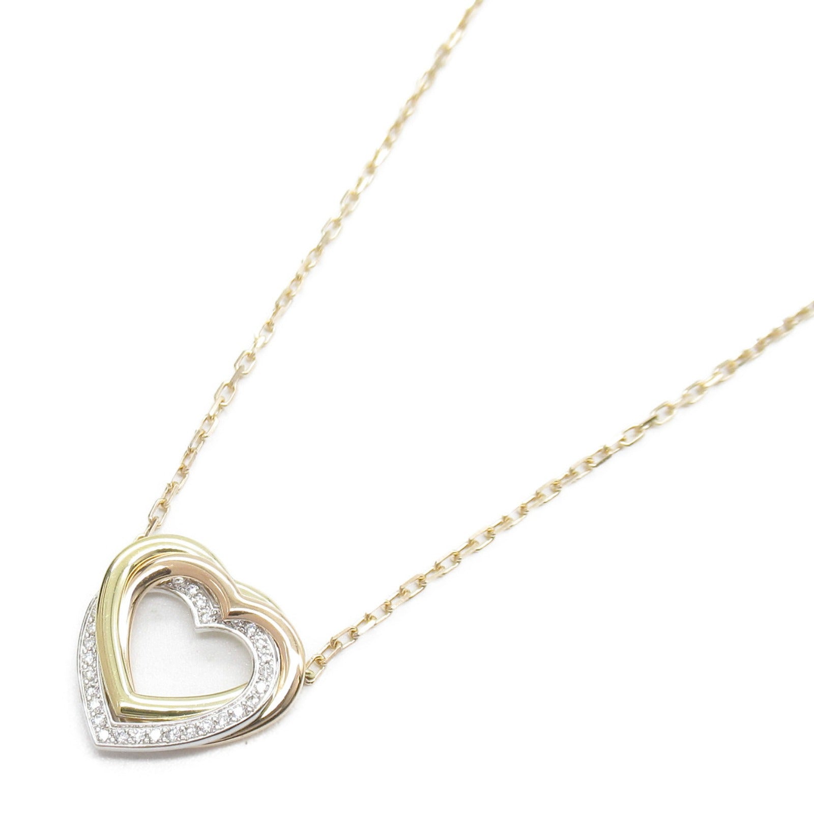 CARTIER 18K黃金/白金/玫瑰金Trinity Heart Diamond Necklace鑽石項鍊