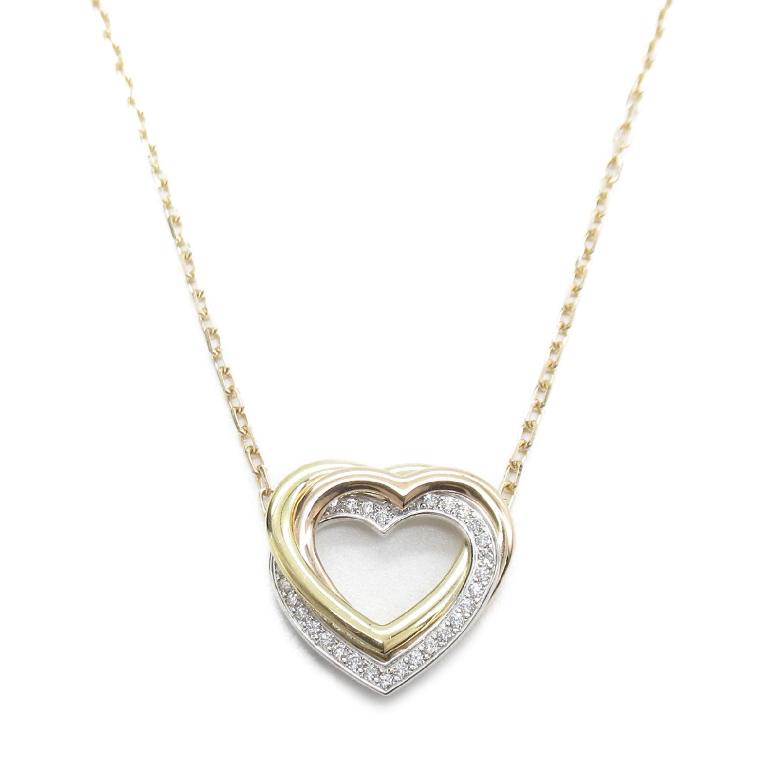 CARTIER 18K黃金/白金/玫瑰金Trinity Heart Diamond Necklace鑽石項鍊