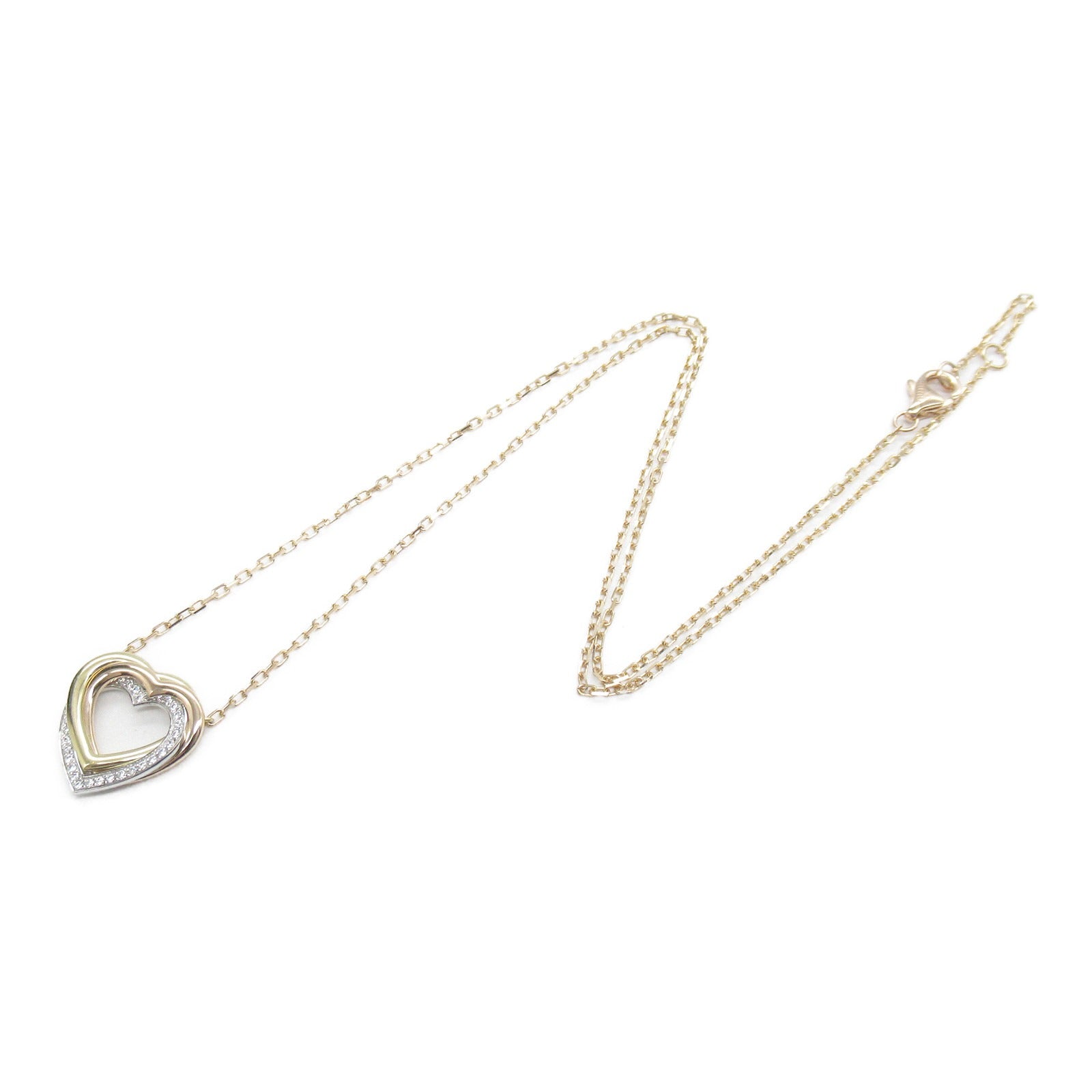 CARTIER 18K黃金/白金/玫瑰金Trinity Heart Diamond Necklace鑽石項鍊