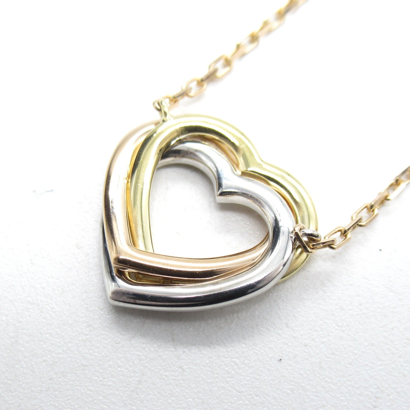 CARTIER 18K黃金/白金/玫瑰金Trinity Heart Diamond Necklace鑽石項鍊