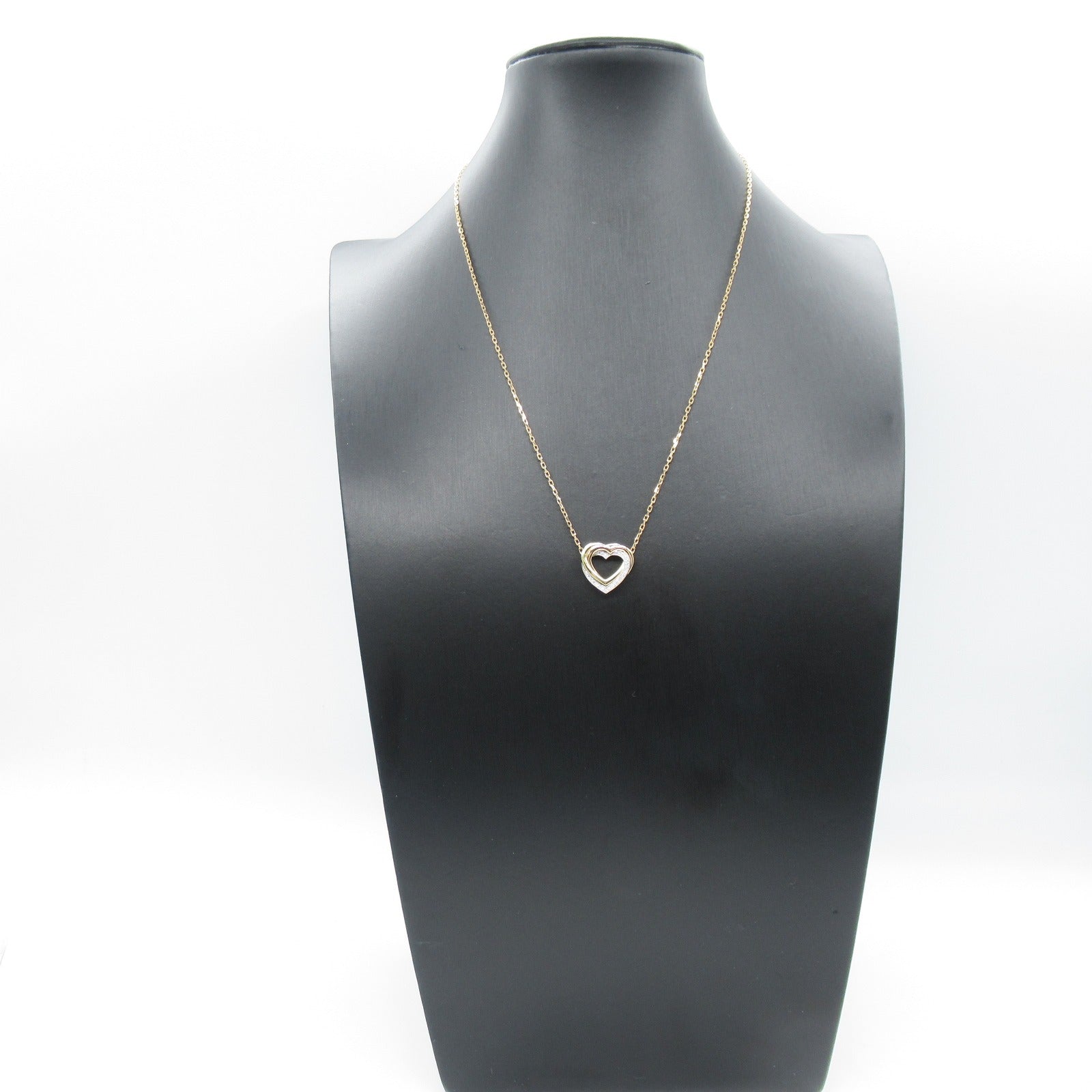 CARTIER 18K黃金/白金/玫瑰金Trinity Heart Diamond Necklace鑽石項鍊
