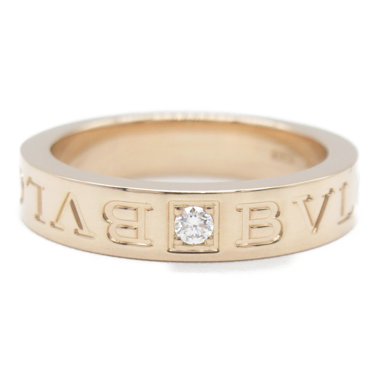 BVLGARI 18K玫瑰金B-zero1 Double Logo 1p Diamond鑽石戒指JP#11.5/US#6