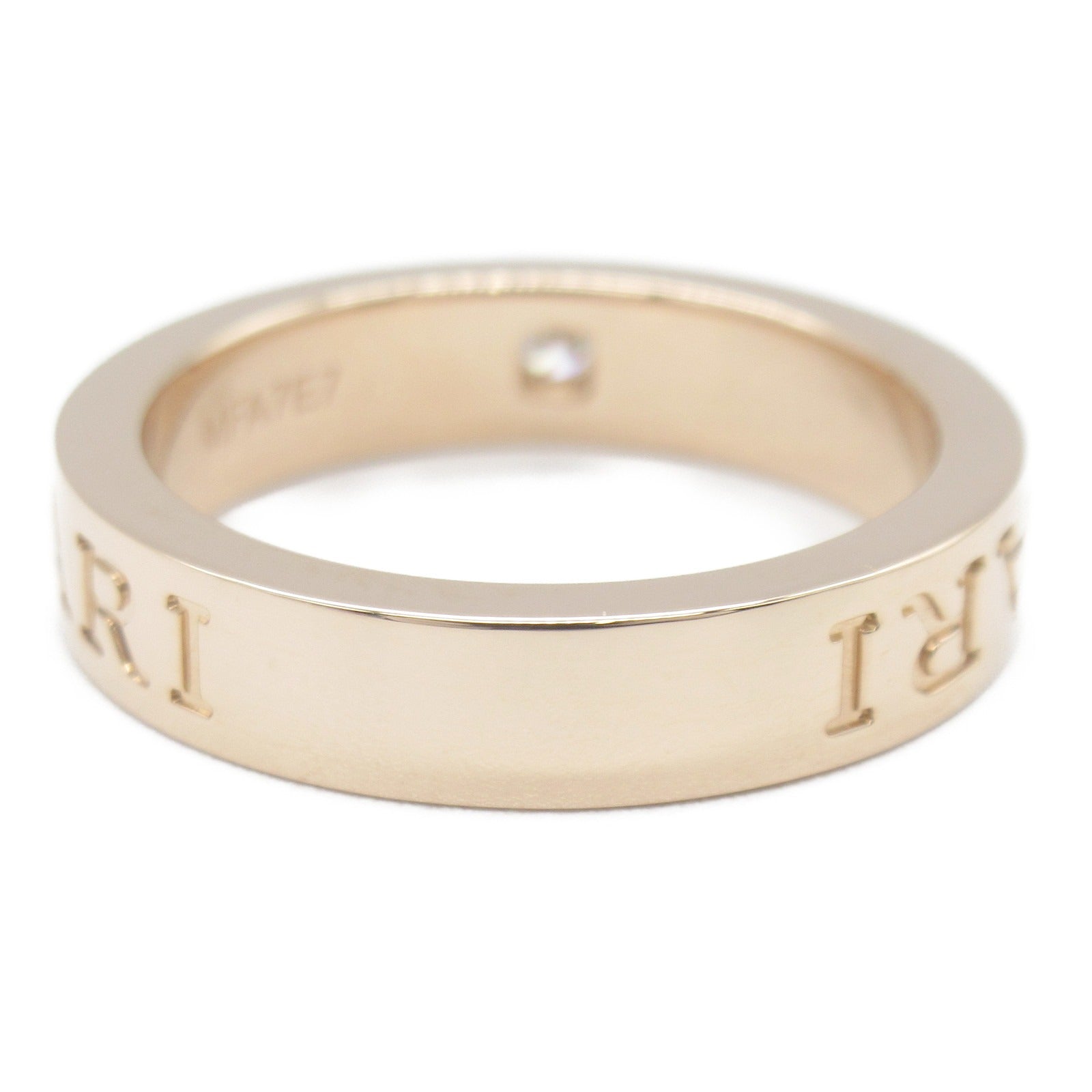 BVLGARI 18K玫瑰金B-zero1 Double Logo 1p Diamond鑽石戒指JP#11.5/US#6