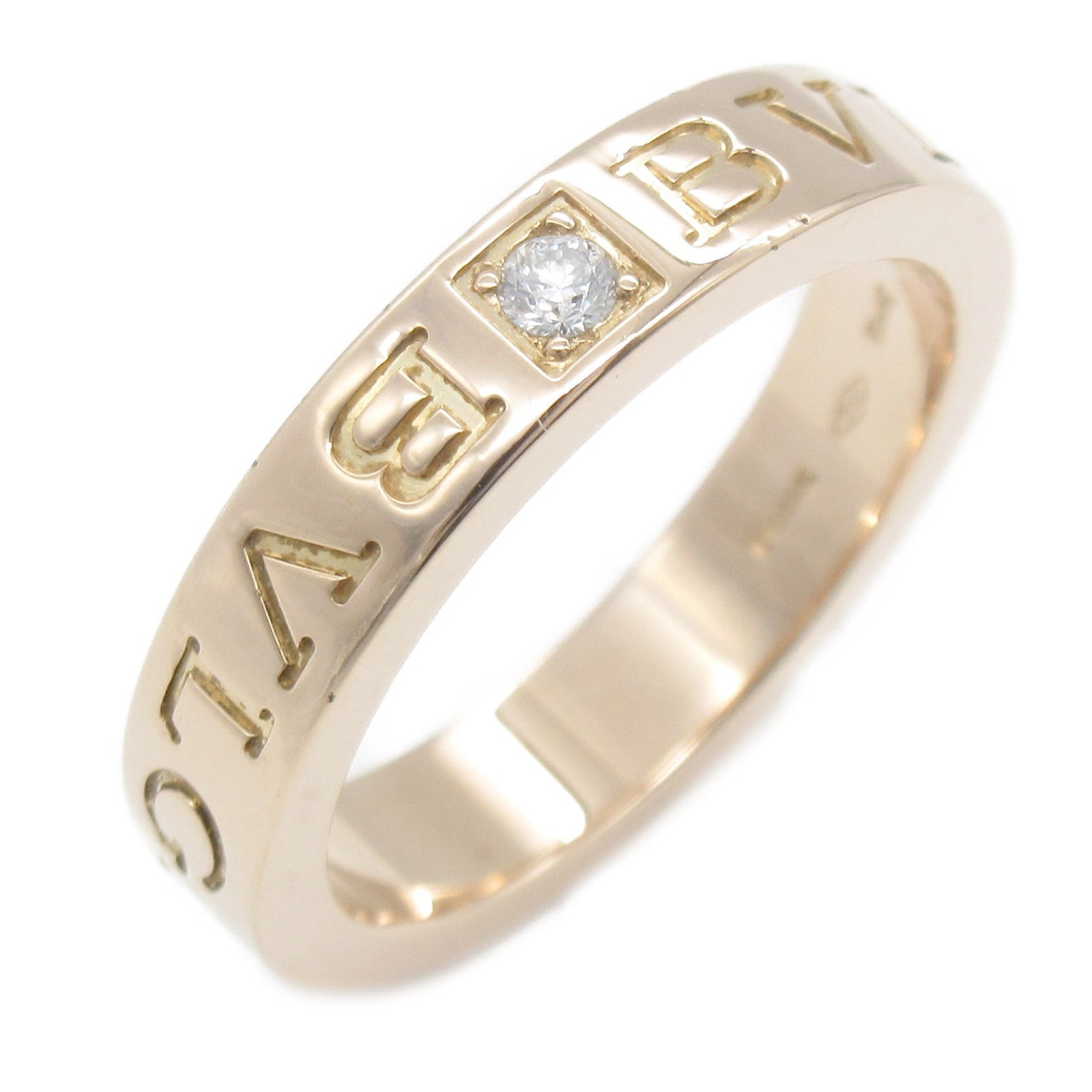 BVLGARI 18K玫瑰金B-zero1 Double Logo 1p Diamond戒指Bvlgari#52/JP#11.5/US#6