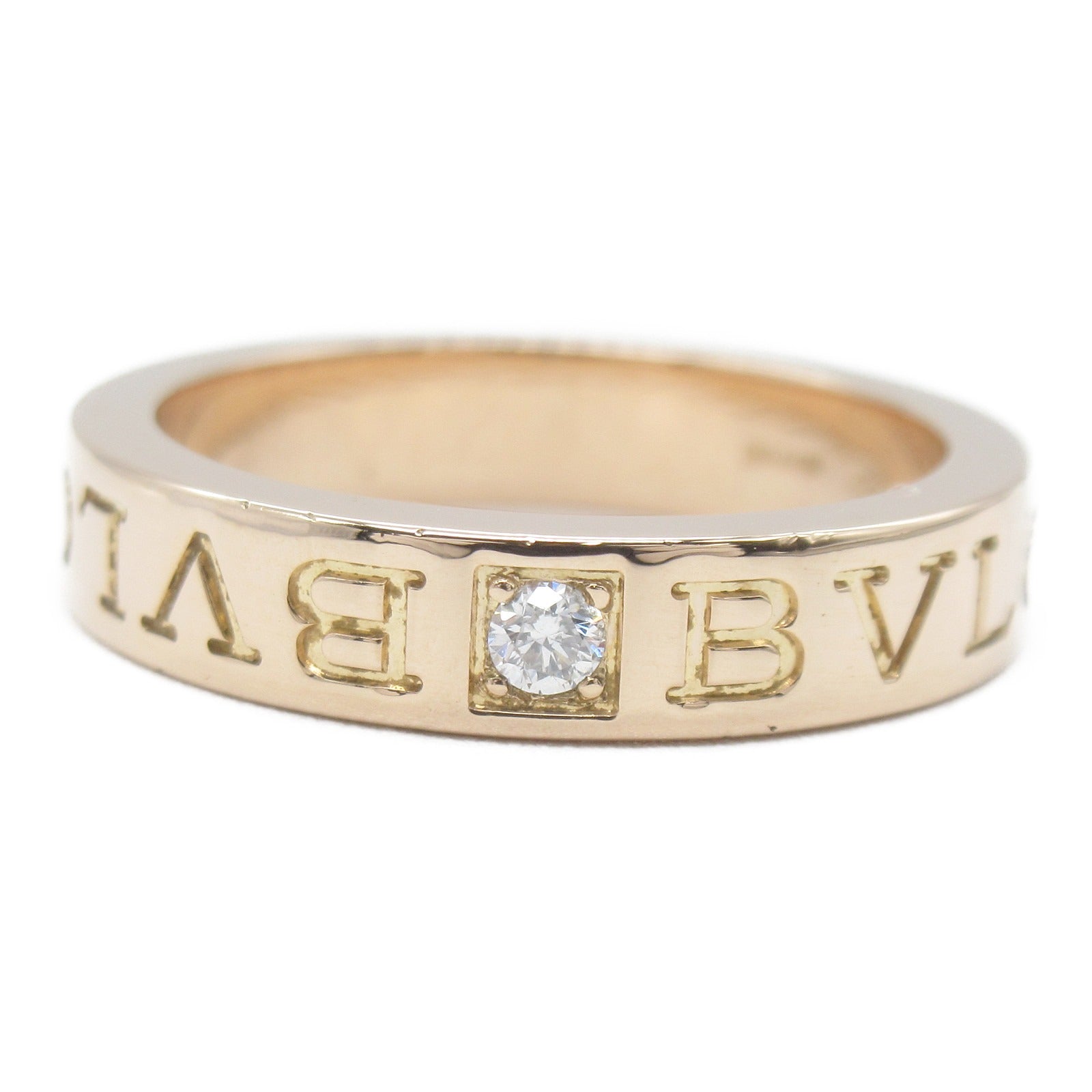 BVLGARI 18K玫瑰金B-zero1 Double Logo 1p Diamond戒指Bvlgari#52/JP#11.5/US#6