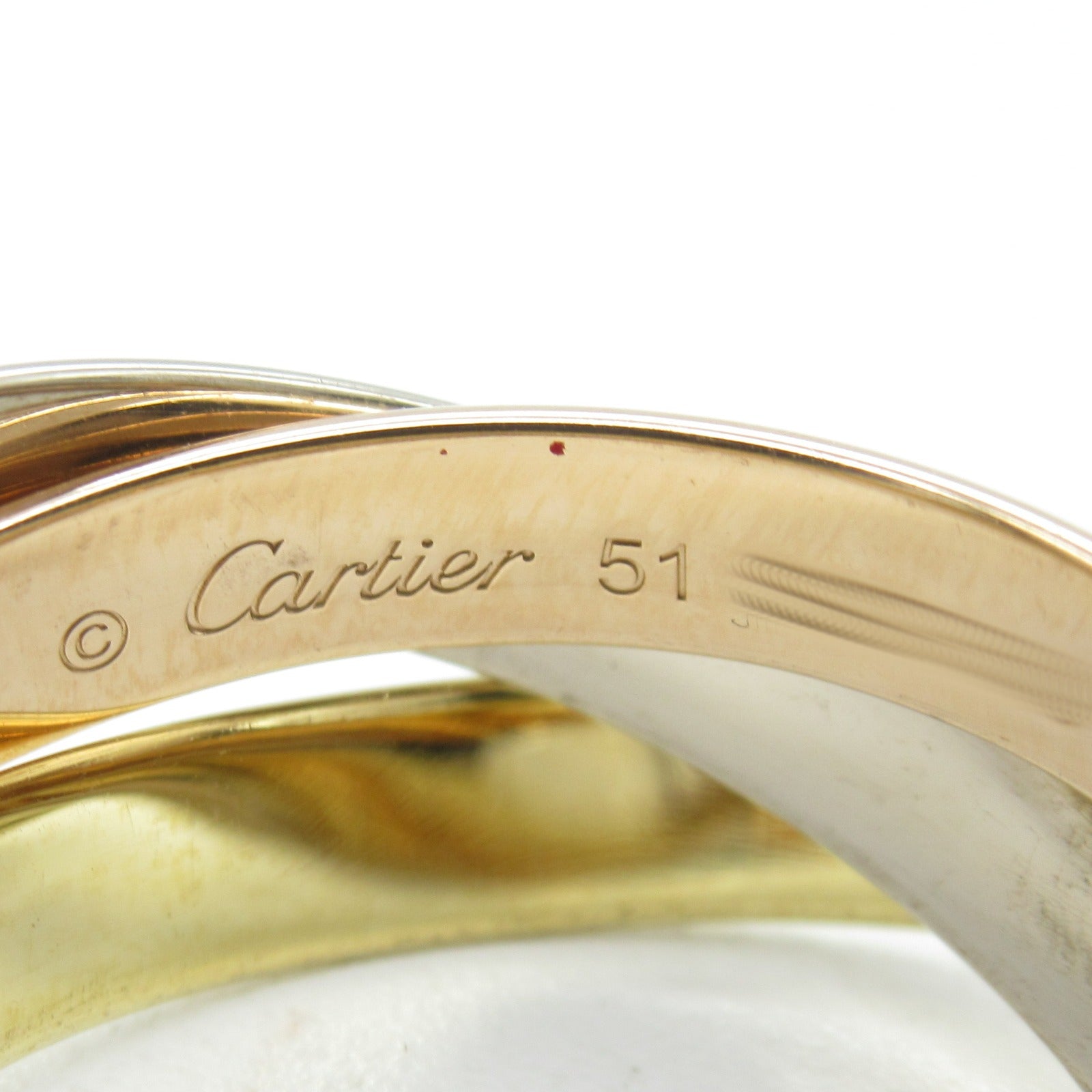 CARTIER 18K黃金/白金/玫瑰金Trinity Ring戒指Cartier#51/US#5.65