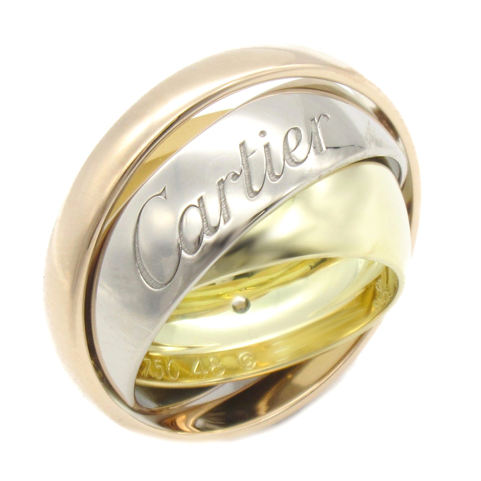 CARTIER 【激減優惠】18K黃金/白金/玫瑰金Must-ess trinity Ring戒指Cartier#48/US#4.75