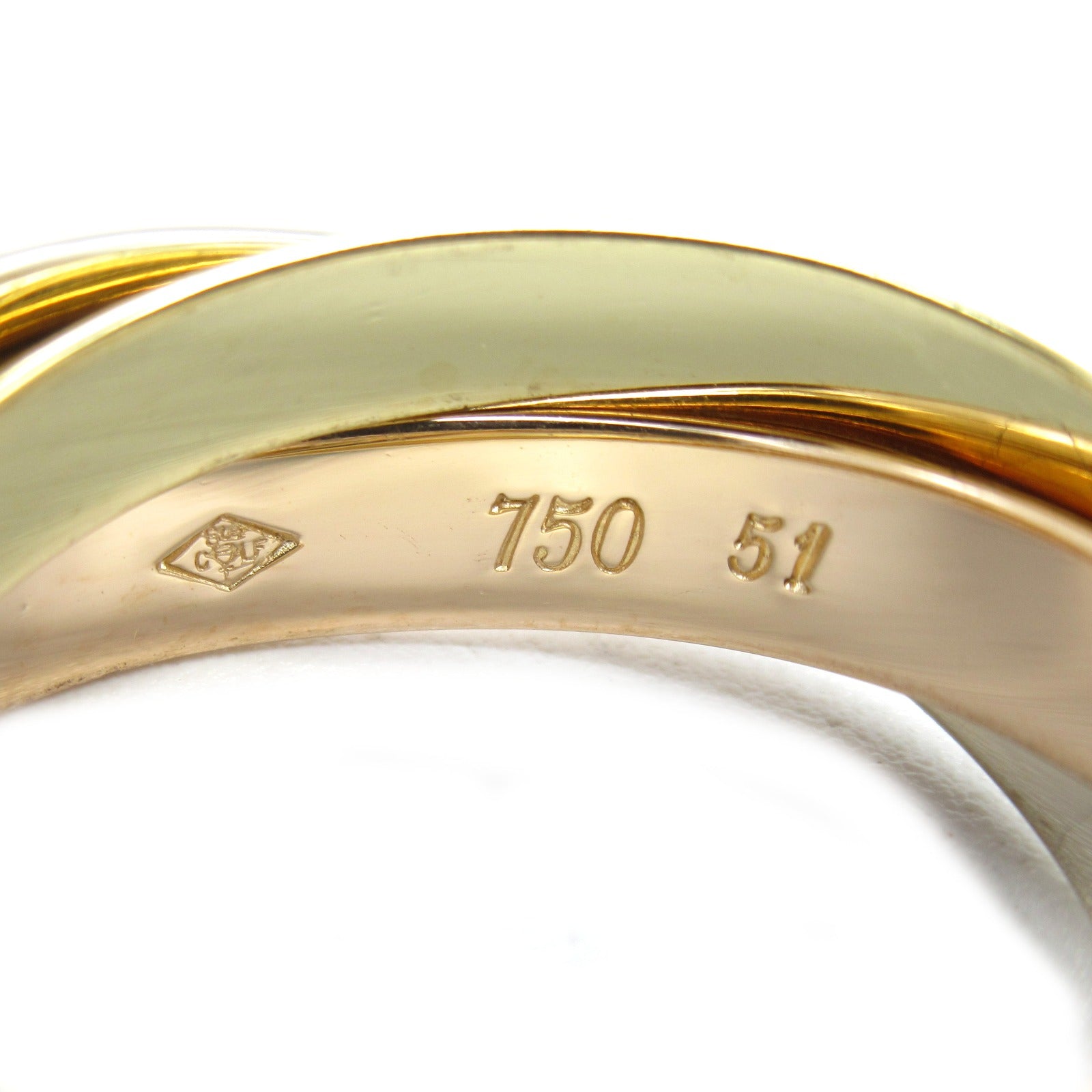 CARTIER 【激減優惠】18K黃金/白金/玫瑰金Trinity Ring戒指Cartier#51/US#5.75