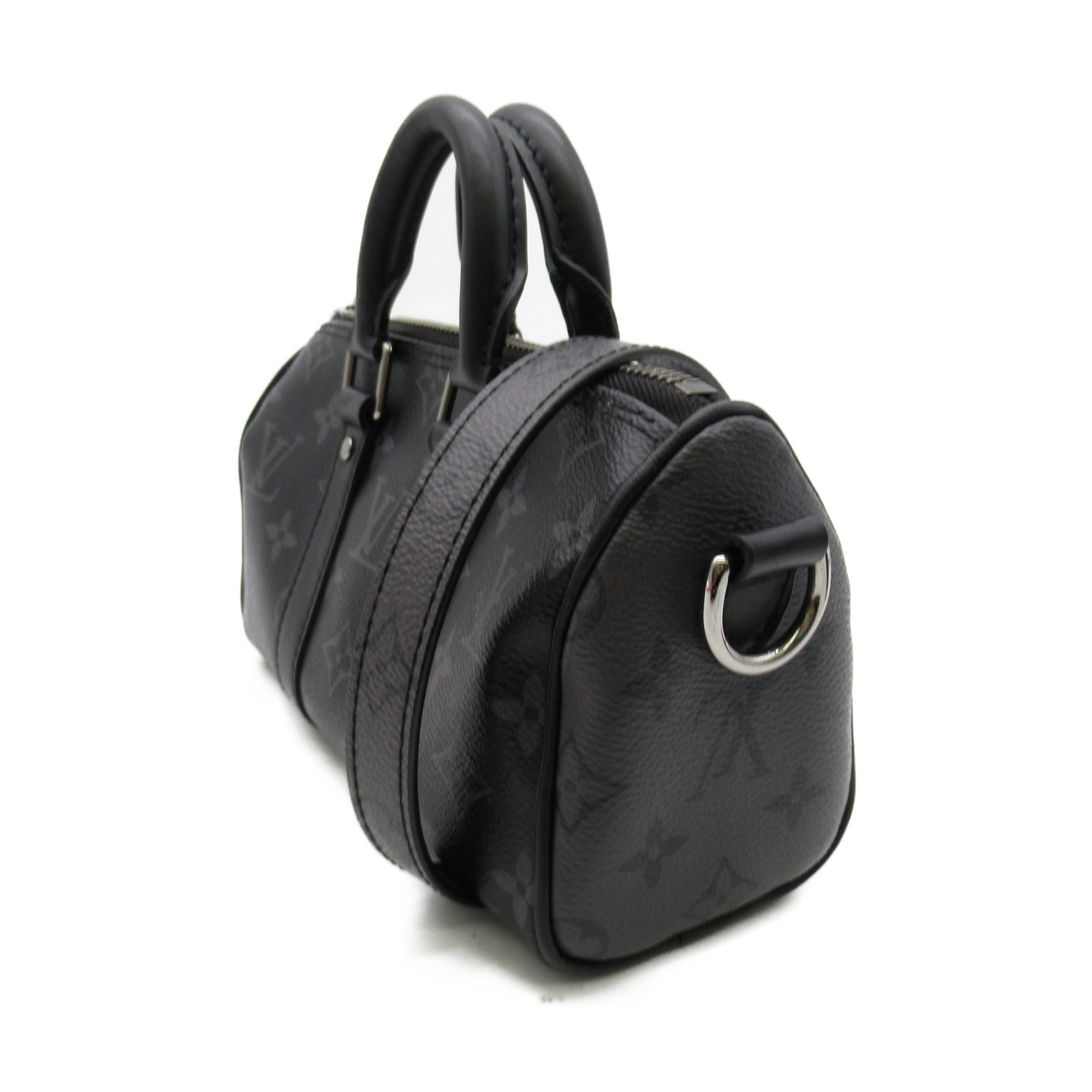 LOUIS VUITTON Monogram Eclipse Keepall XS銀扣肩背袋黑色