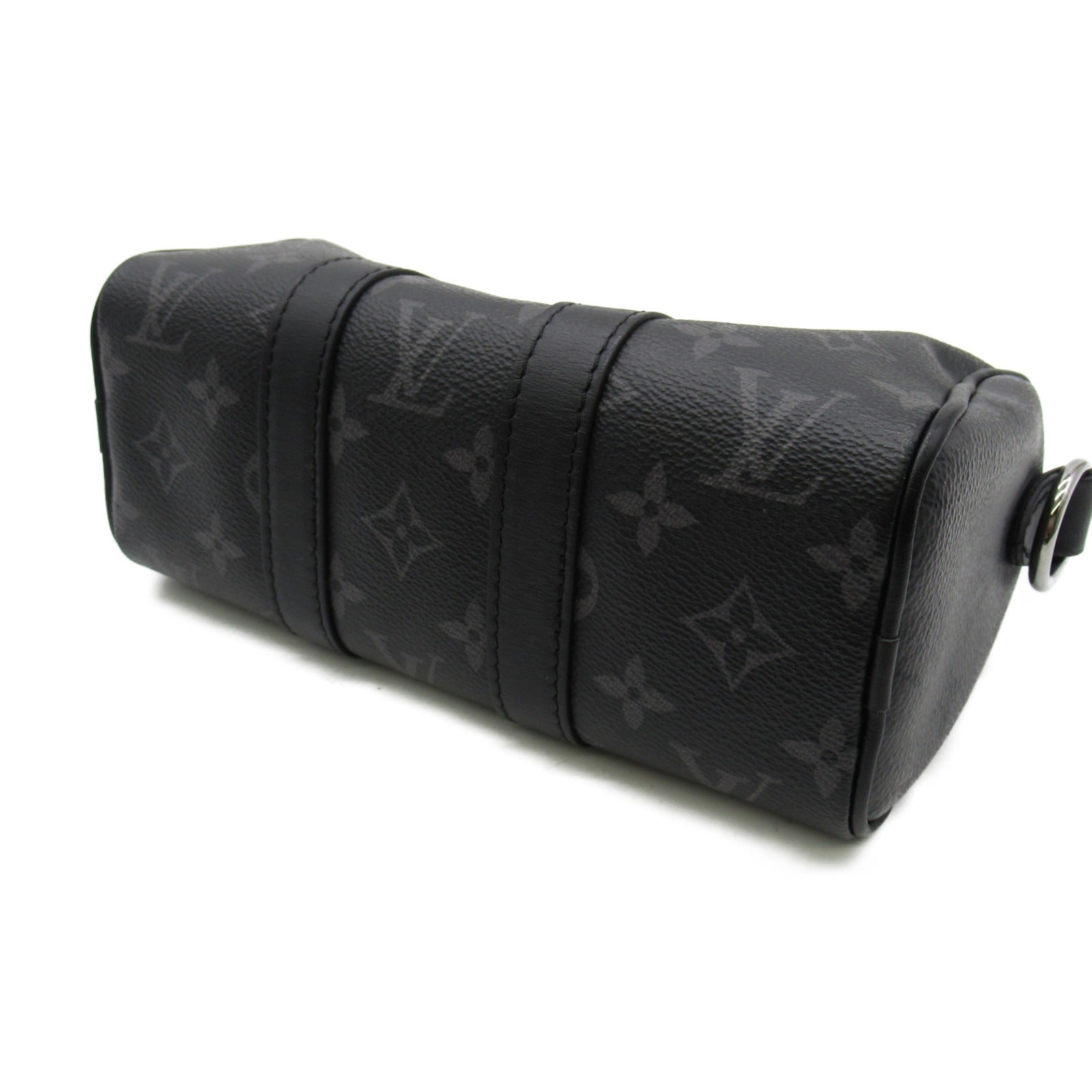 LOUIS VUITTON Monogram Eclipse Keepall XS銀扣肩背袋黑色