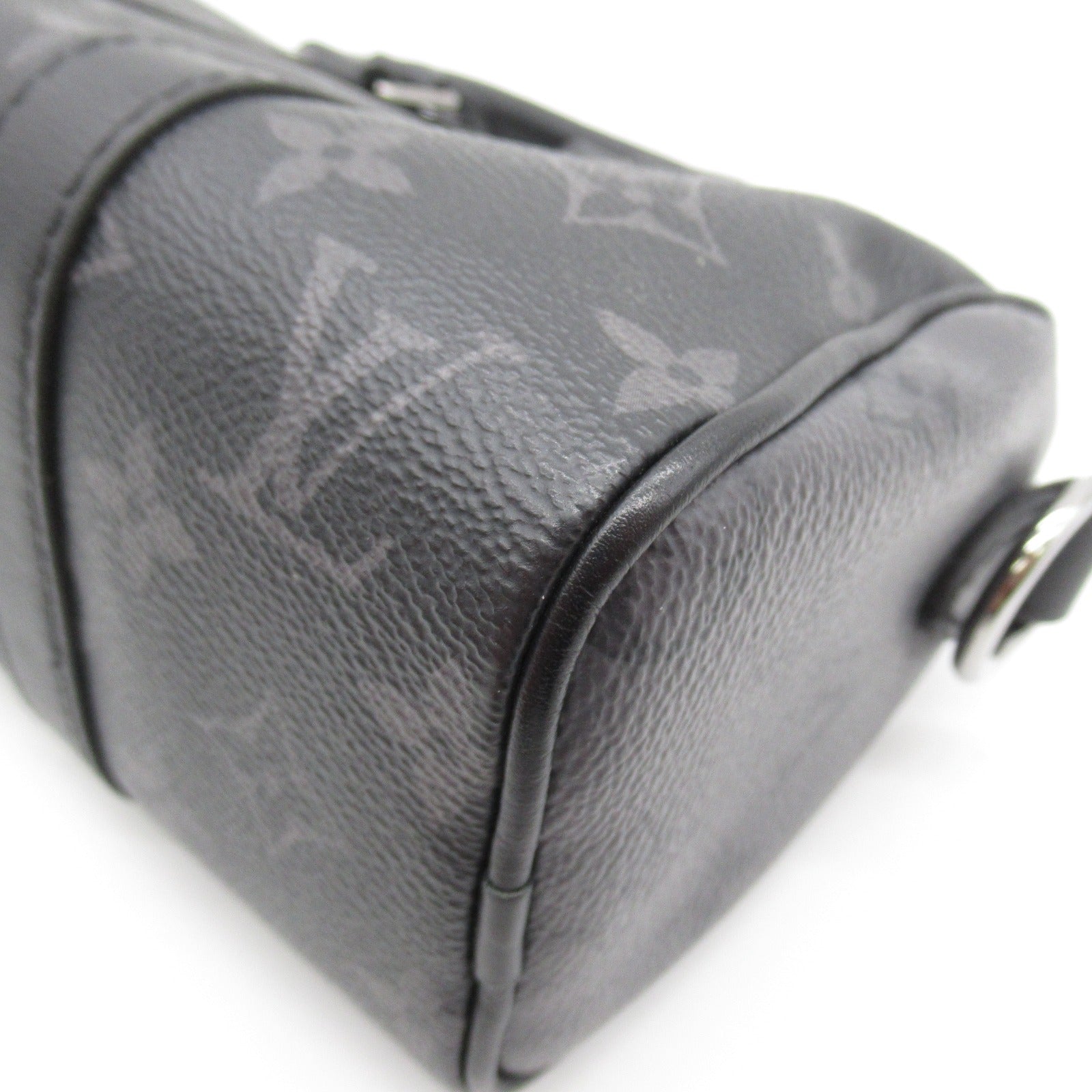 LOUIS VUITTON Monogram Eclipse Keepall XS銀扣肩背袋黑色