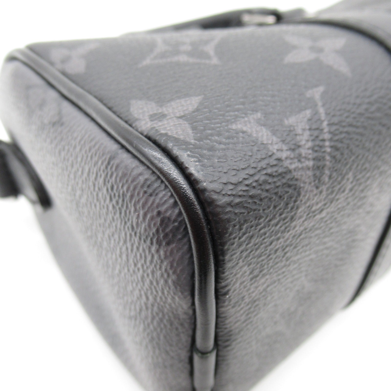 LOUIS VUITTON Monogram Eclipse Keepall XS銀扣肩背袋黑色
