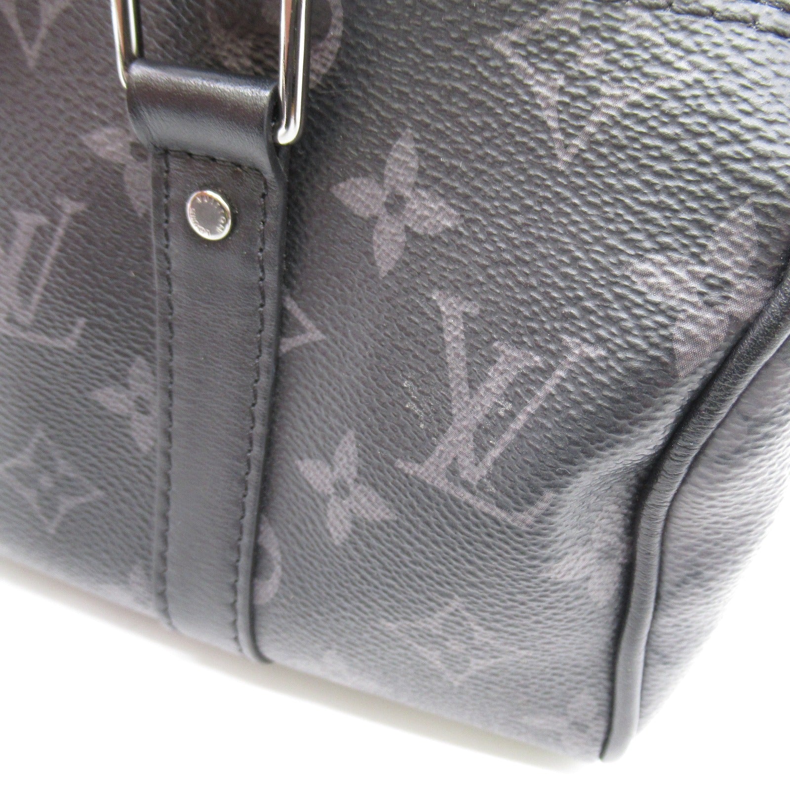 LOUIS VUITTON Monogram Eclipse Keepall XS銀扣肩背袋黑色
