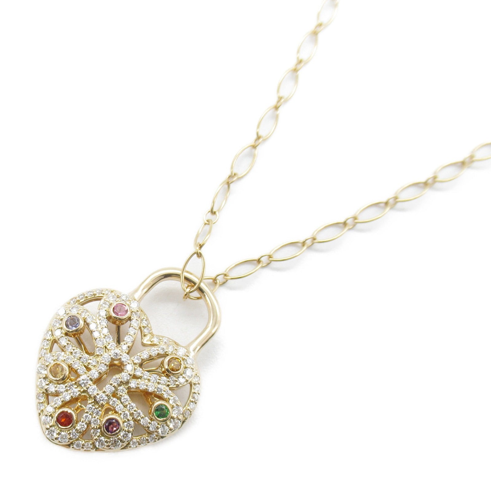 TIFFANY＆CO 18K玫瑰金Figley Heart Diamond Multicolor Necklace鑽石項鍊