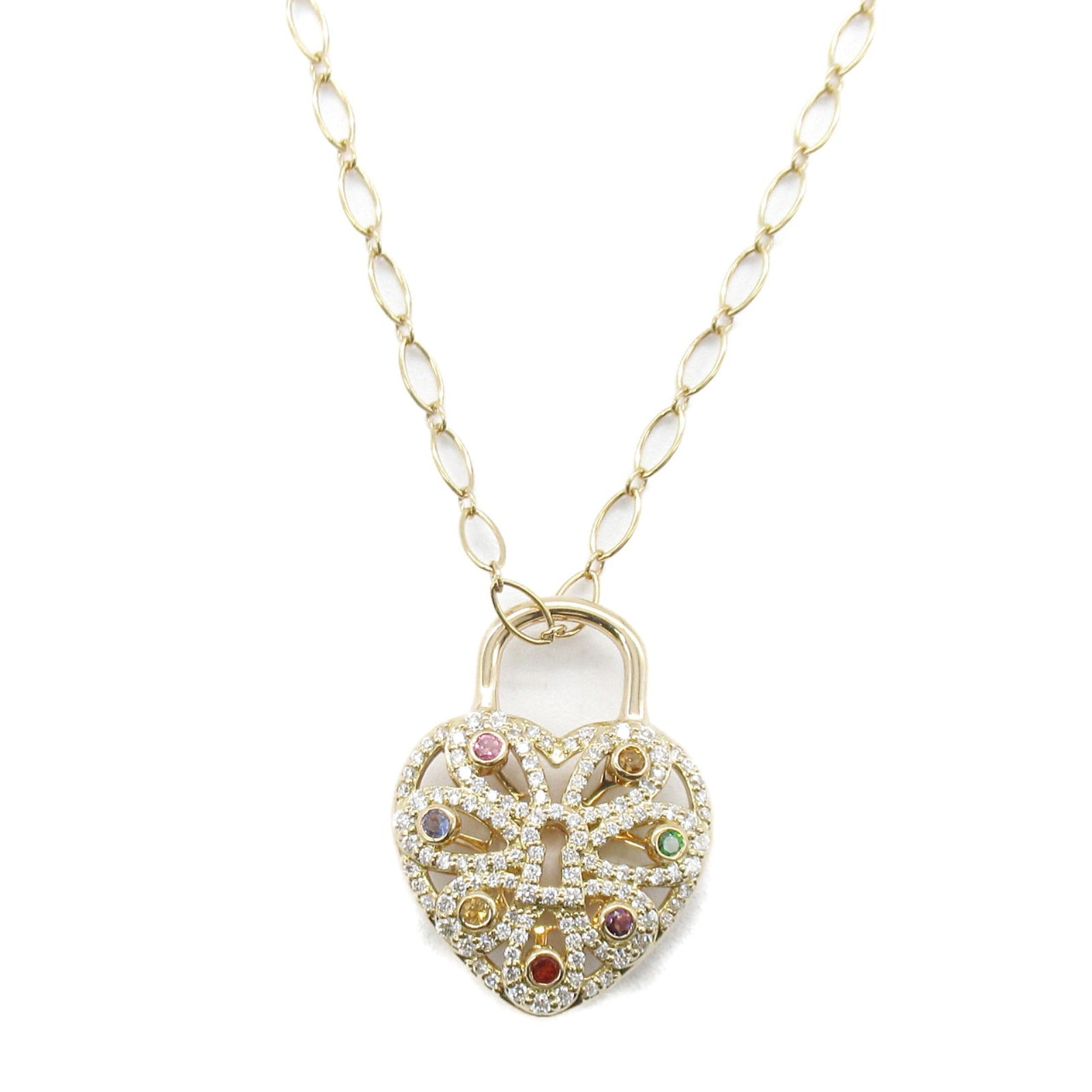 TIFFANY＆CO 18K玫瑰金Figley Heart Diamond Multicolor Necklace鑽石項鍊