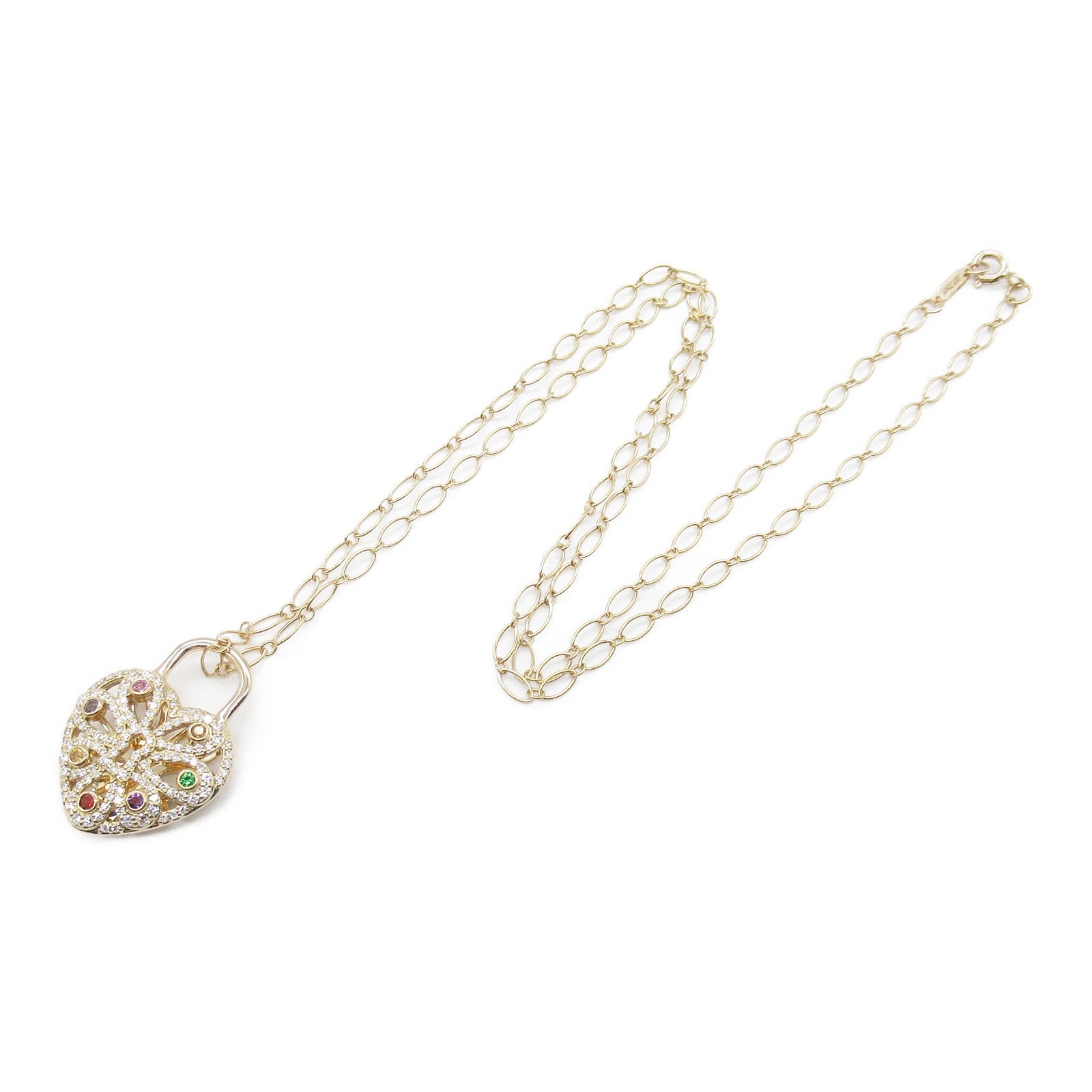 TIFFANY＆CO 18K玫瑰金Figley Heart Diamond Multicolor Necklace鑽石項鍊