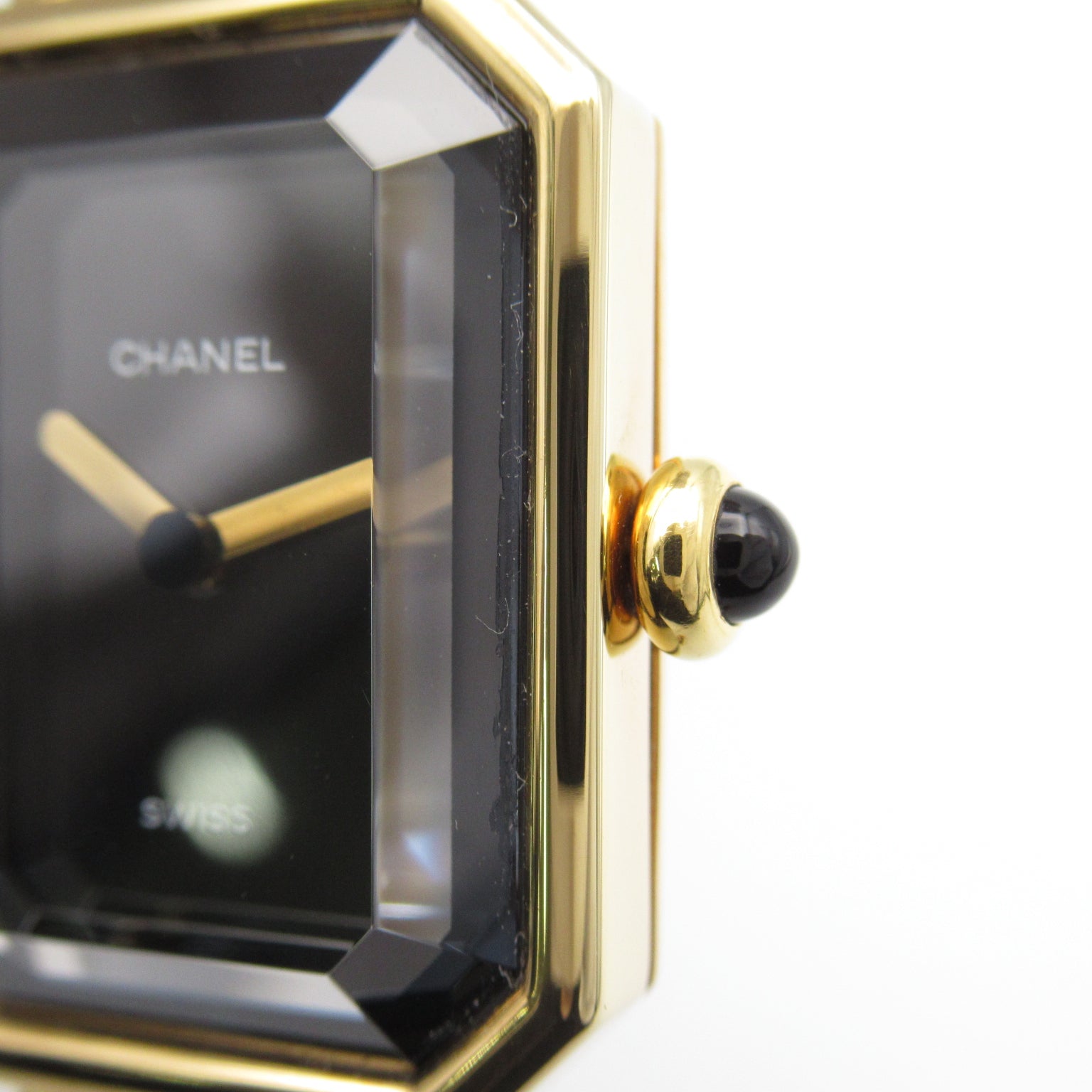 CHANEL Premiere M鍍金/皮革帶手錶石英機芯黑色