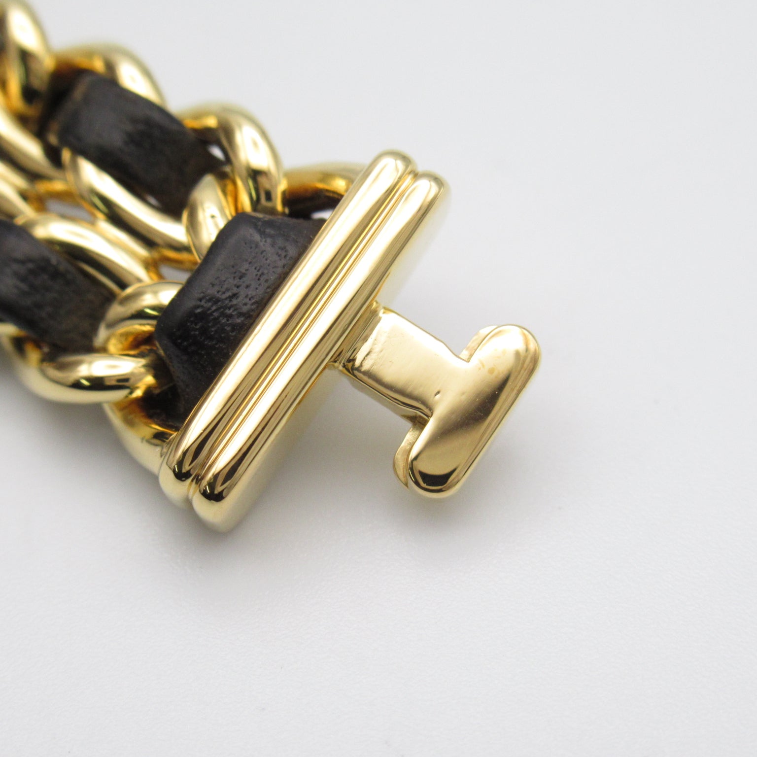 CHANEL Premiere M鍍金/皮革帶手錶石英機芯黑色